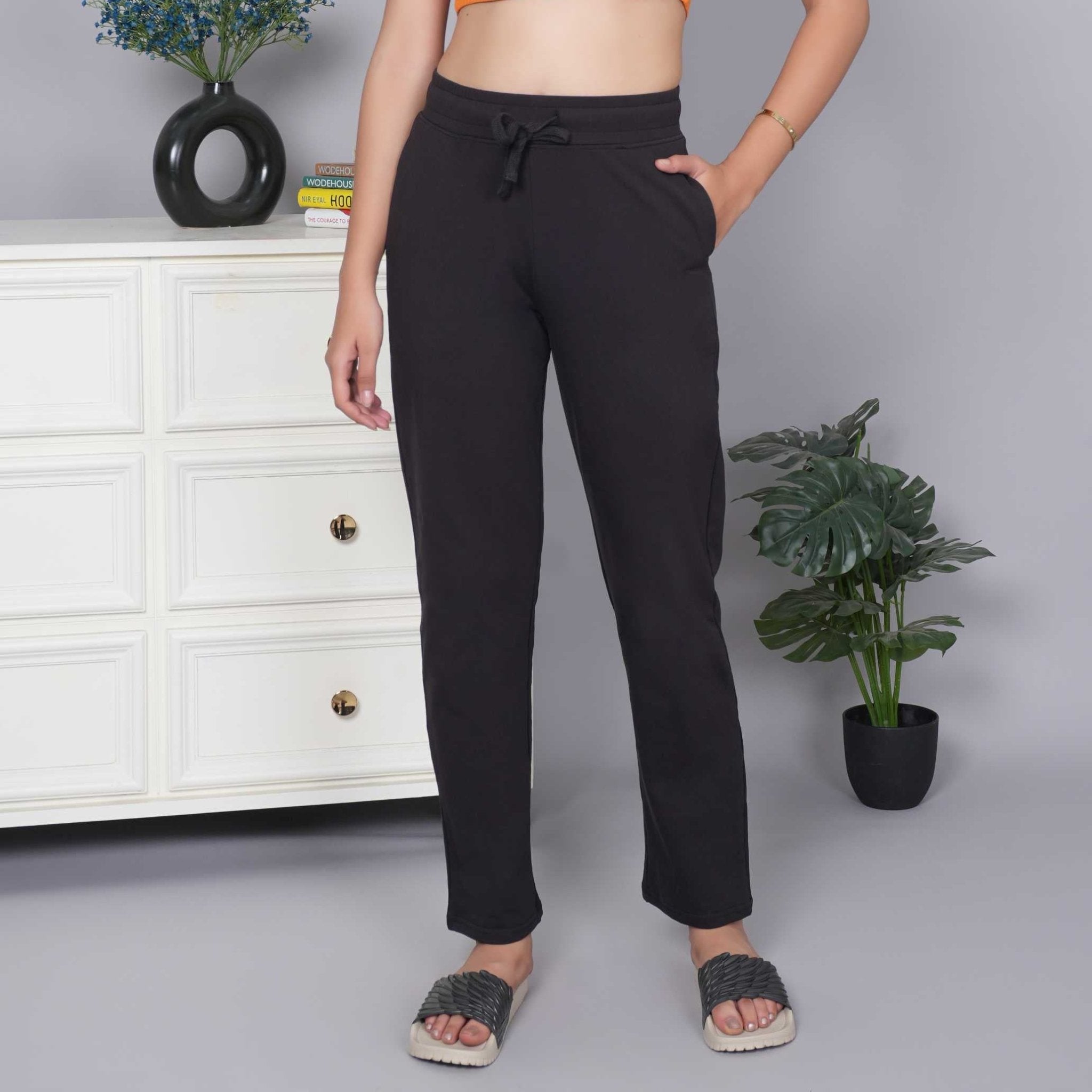 Black all day home pants with extra comfort. [100% USA HQ Cotton Lycra] - All day home pant