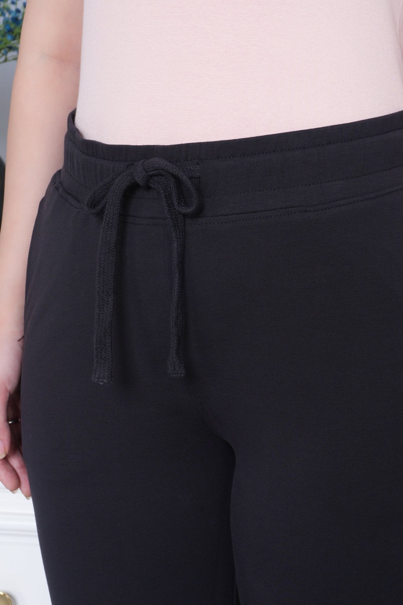 Black all day home pants with extra comfort. [100% USA HQ Cotton Lycra] - All day home pant