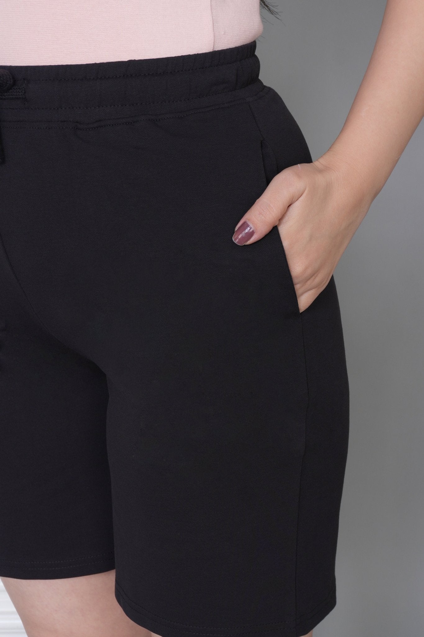 Black all day home shorts with extra comfort. [100% Cotton Lycra] - All day home shorts