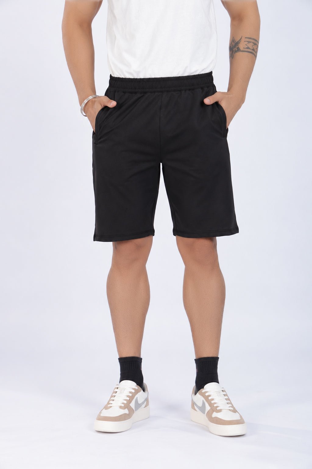 Black all day shorts with extra comfort. [100% Cotton Lycra] -All day home shorts