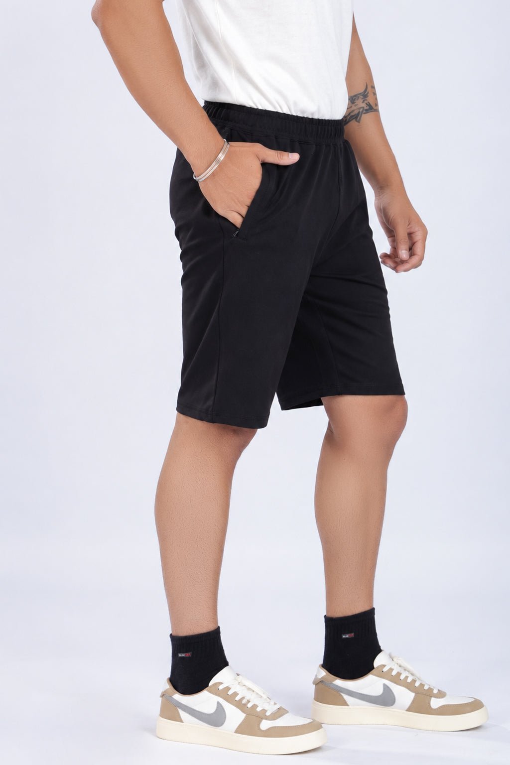 Black all day shorts with extra comfort. [100% Cotton Lycra] -All day home shorts