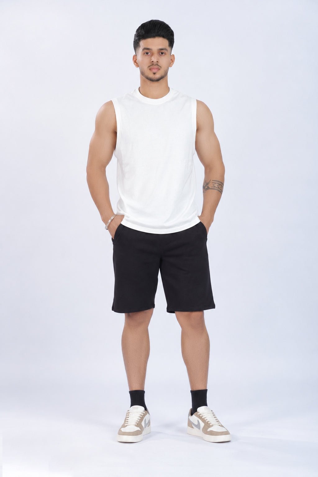 Black all day shorts with extra comfort. [100% Cotton Lycra] -All day home shorts