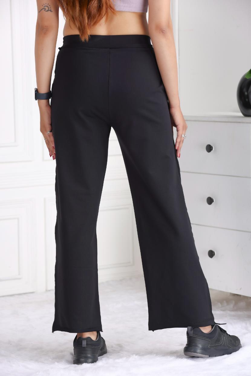 Black all day wide flare pants with extra comfort. [100% USA HQ Cotton Lycra] extra flare. - All day wide flare pant