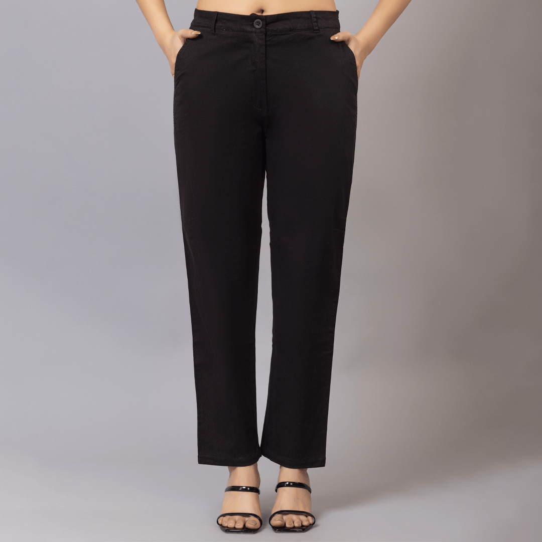 Black chinos pants with extra comfort. [100% USA HQ Cotton Lycra] - Chinos