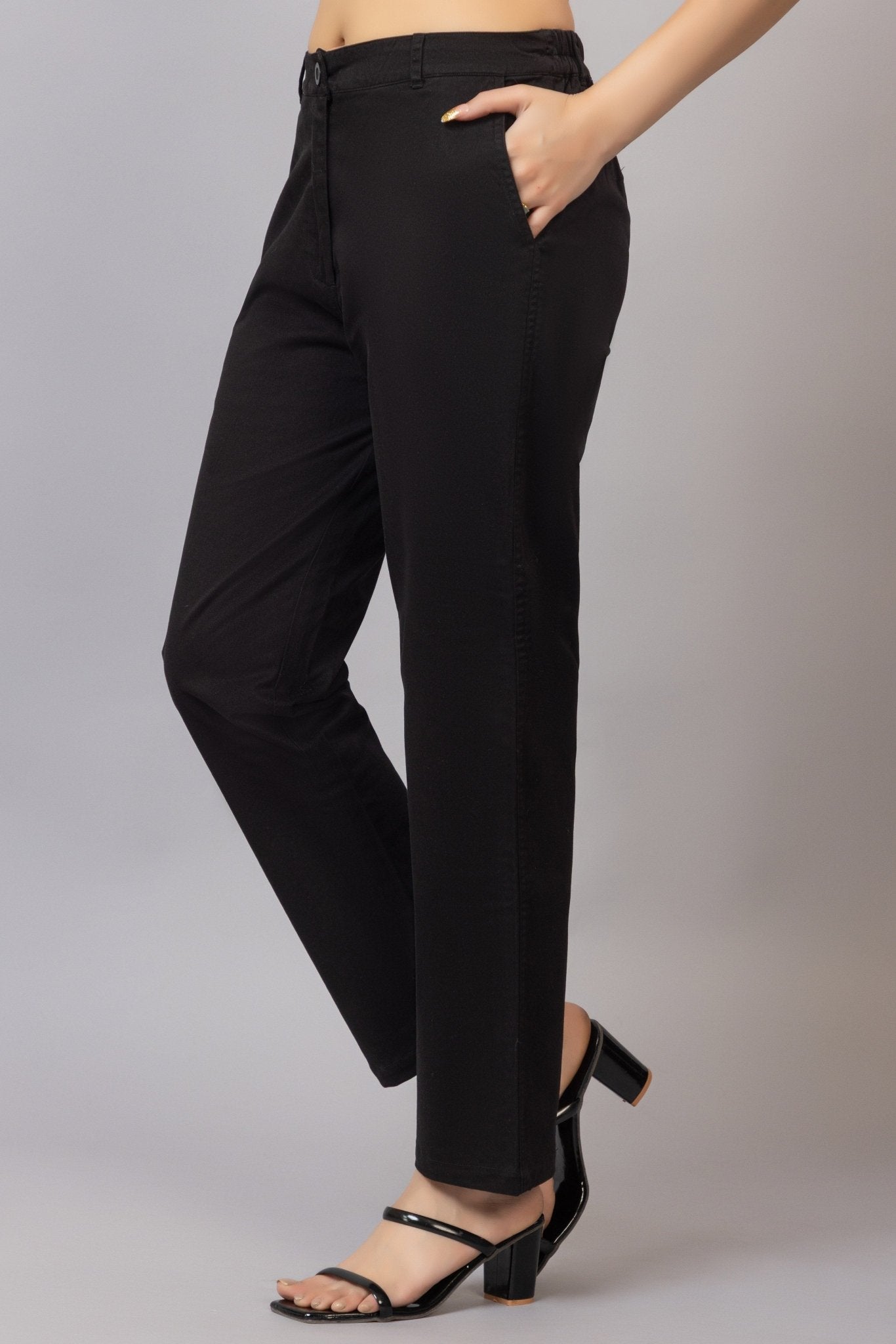 Black chinos pants with extra comfort. [100% USA HQ Cotton Lycra] - Chinos