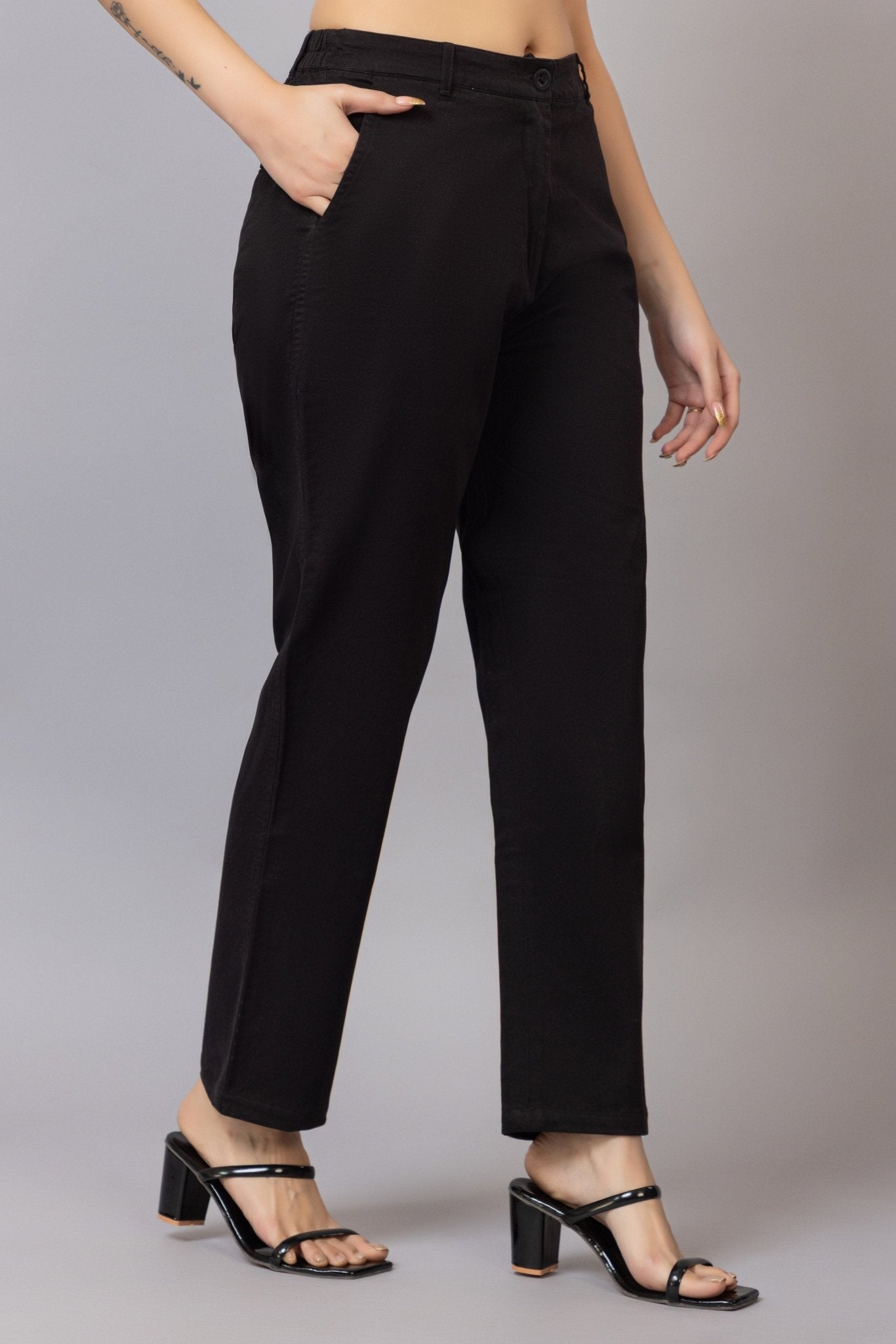 Black chinos pants with extra comfort. [100% USA HQ Cotton Lycra] - Chinos