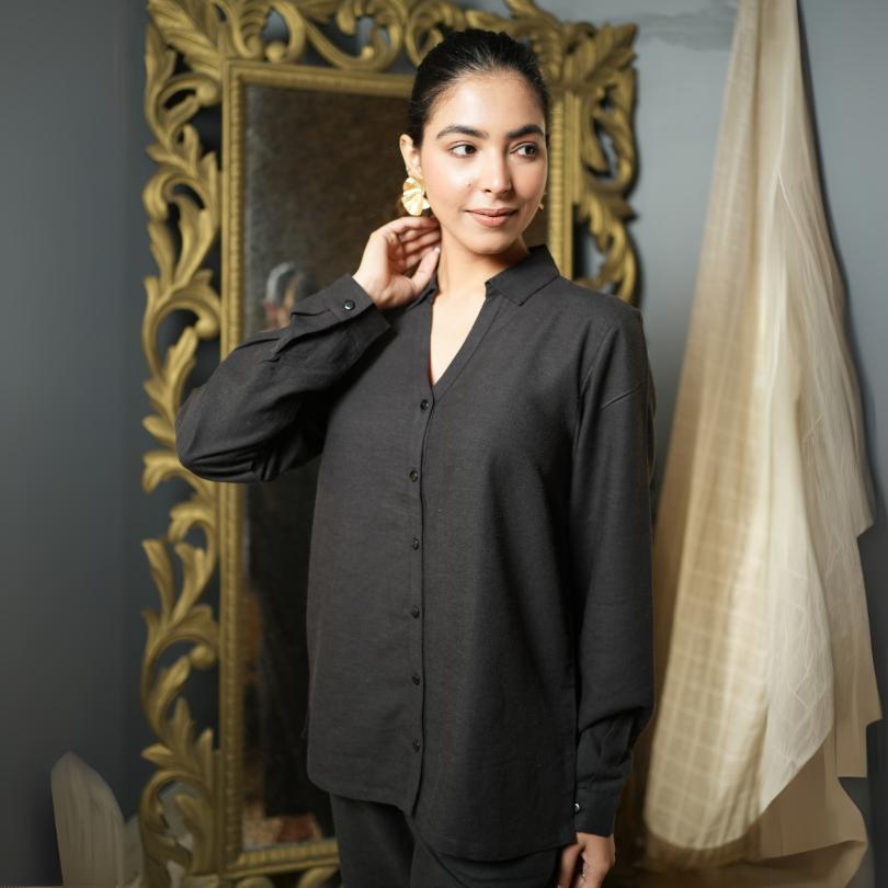 Black cotton linen shirts - Linen shirts