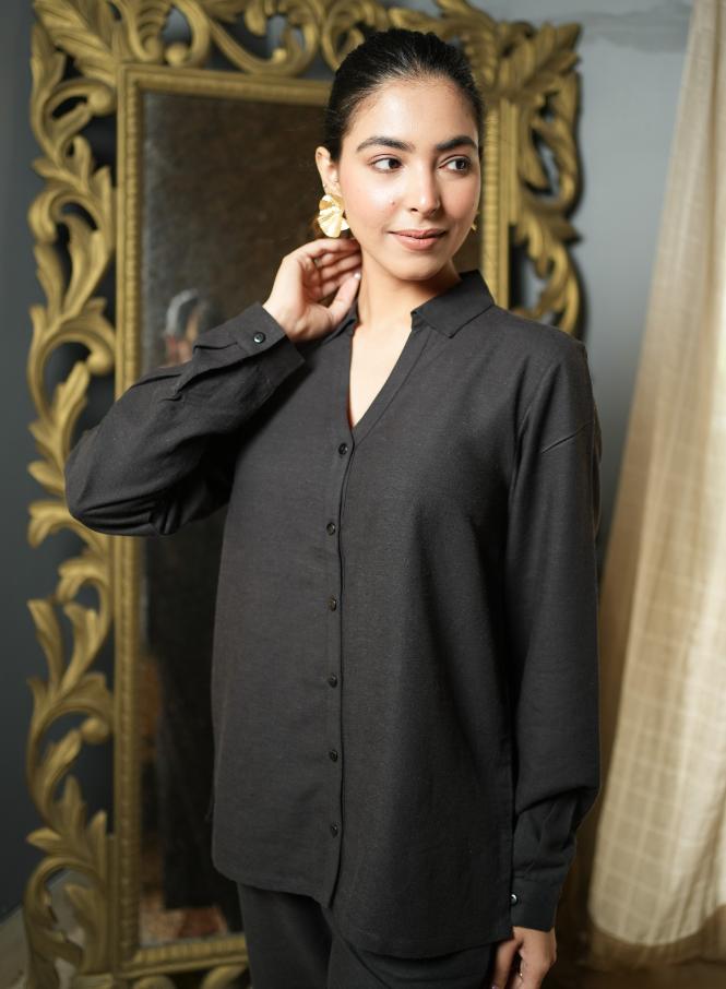 Black cotton linen shirts - Linen shirts