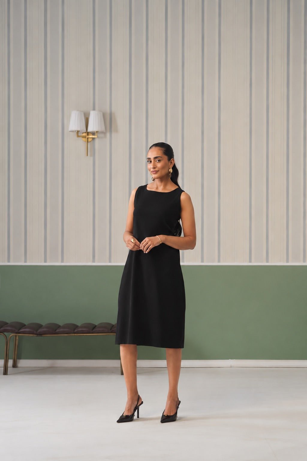 Black cotton midi dress [100% pure cotton] -Cotton midi dress