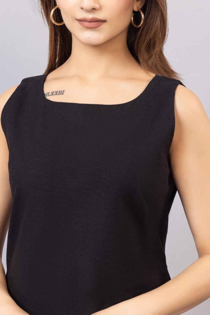 Black cotton midi dress [100% pure cotton] - Cotton midi dress