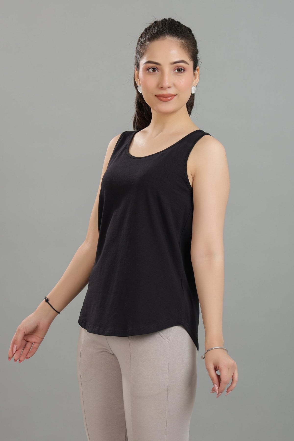 Black Cotton vest [100% Cotton spandex] -Cotton vest