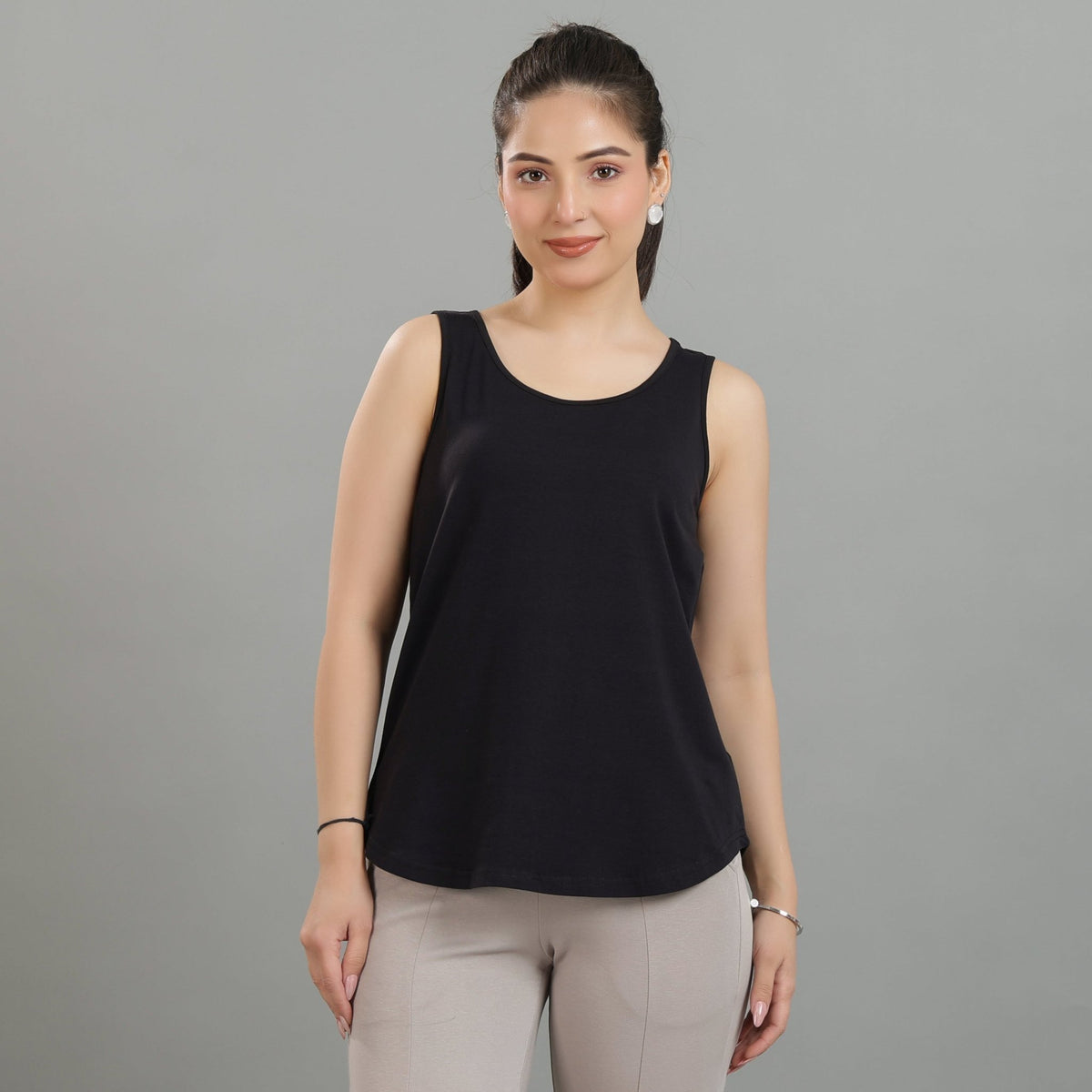 Black Cotton vest [100% Cotton spandex] -Cotton vest