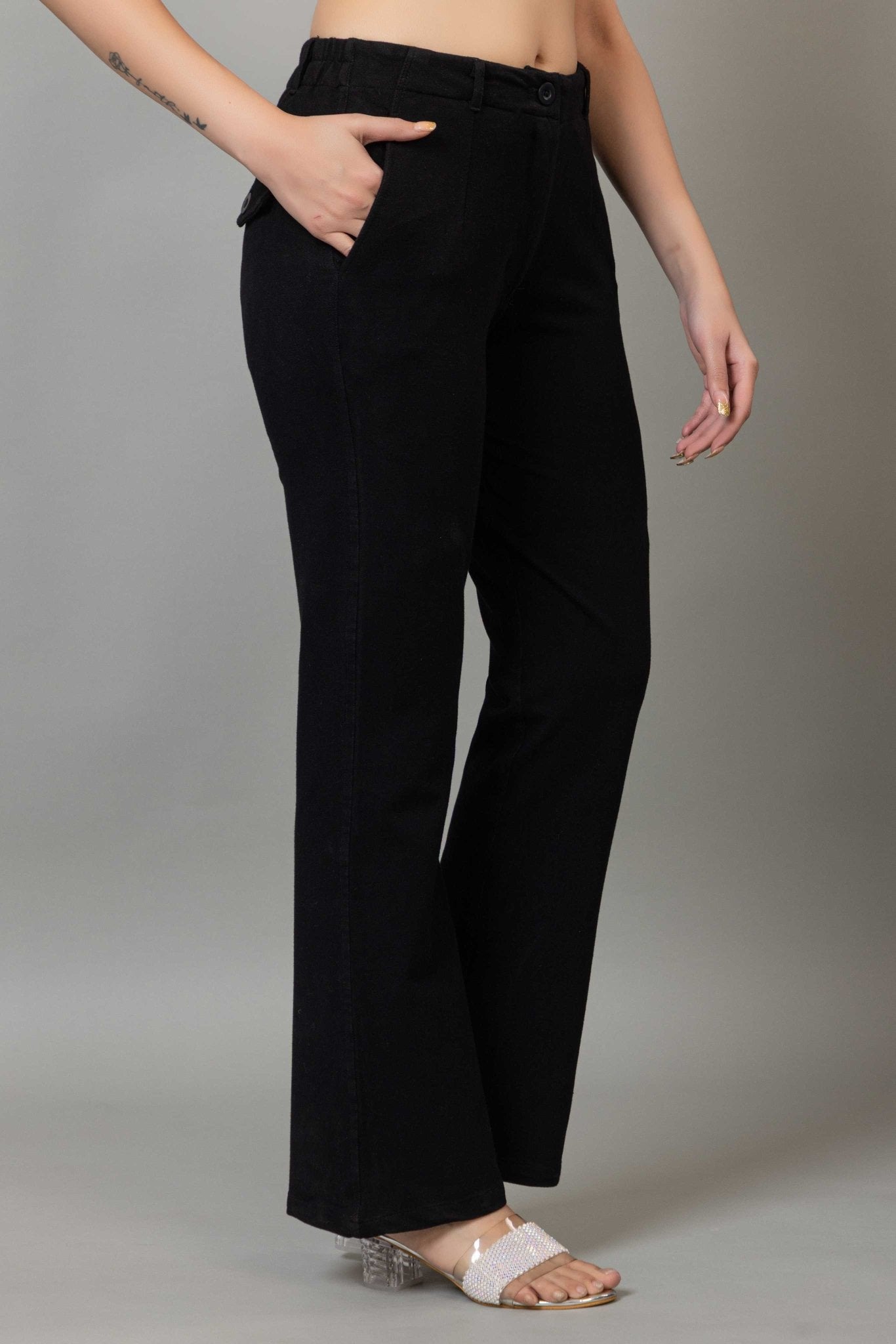 Black denim bootcut flare pant - Denim bootcut flare pants