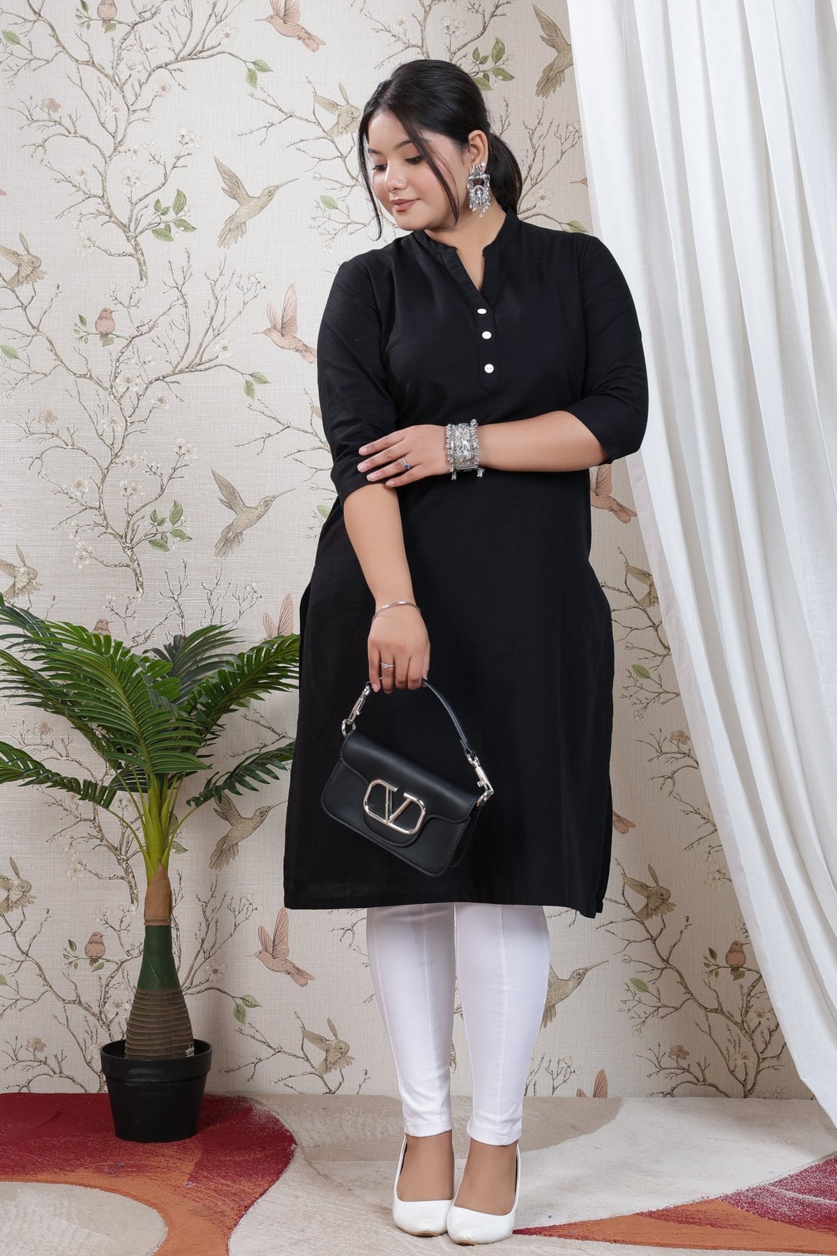 Black Linen Long kurta -Long kurta