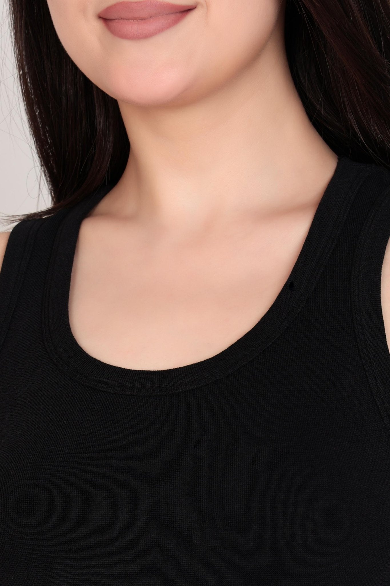 Black raser back neck tank top with pads [ 280 GSM non transparent fabric ] -Rib top