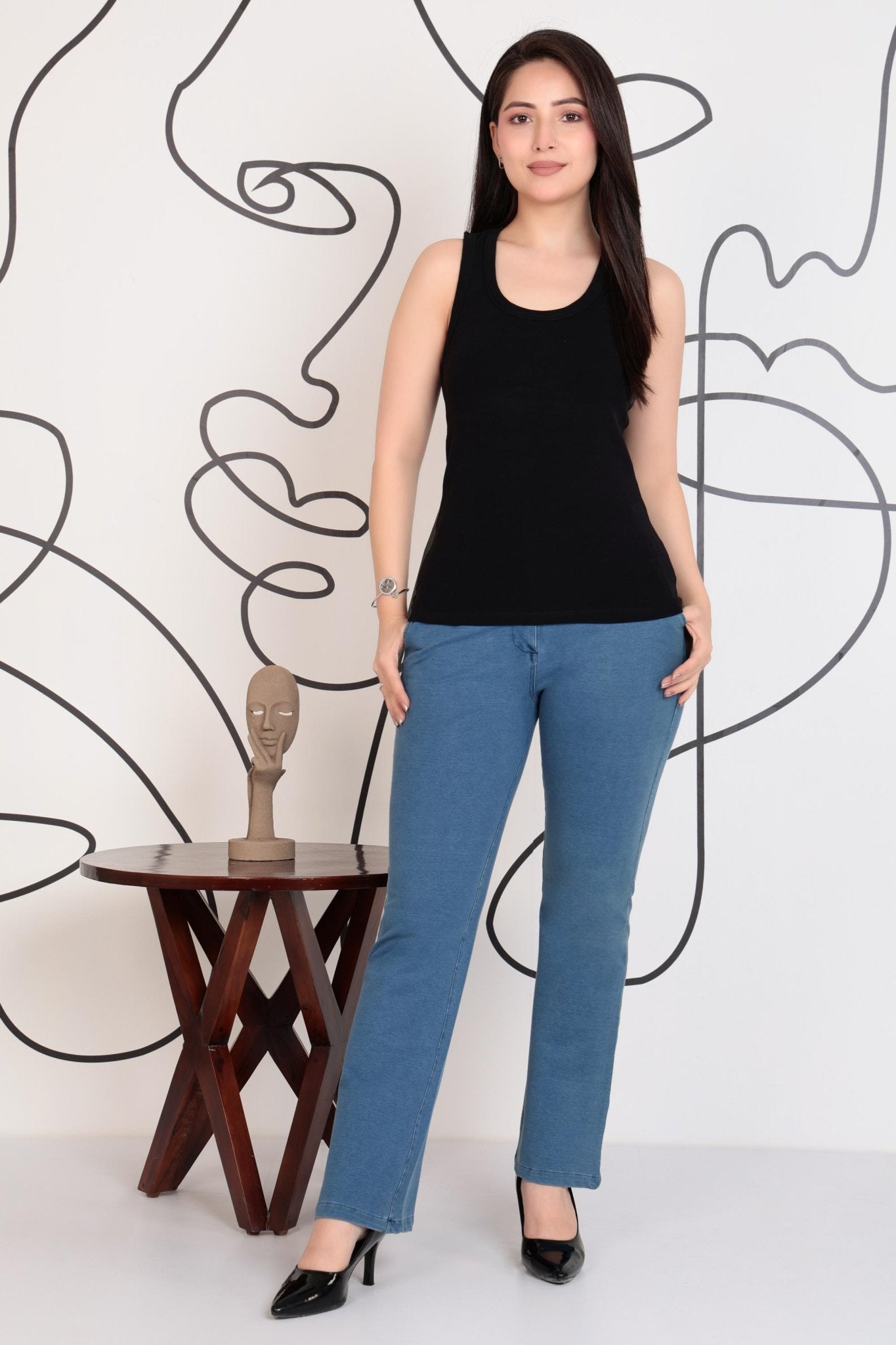 Black raser back neck tank top with pads [ 280 GSM non transparent fabric ] -Rib top