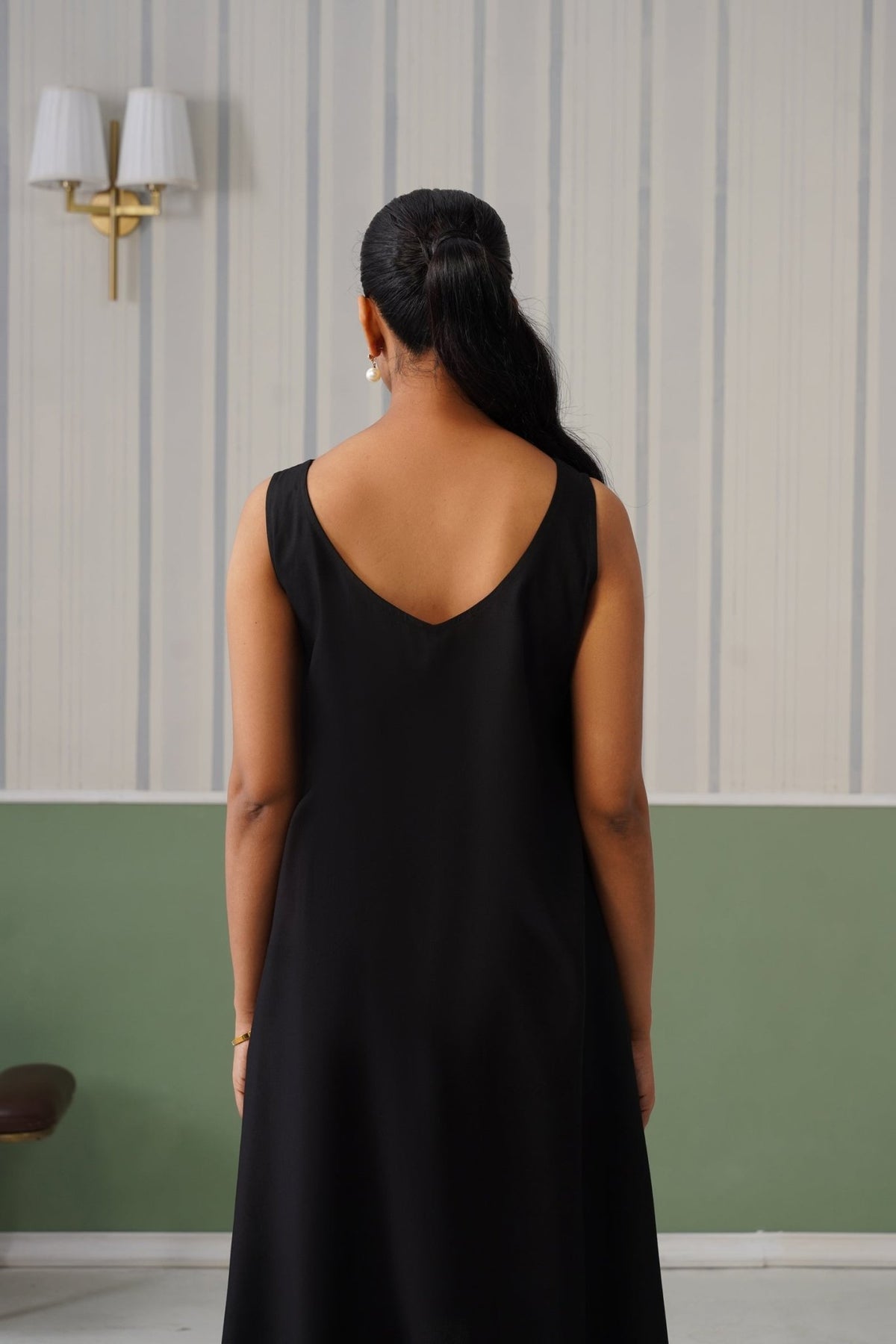 Black rayon flare dress with pocket [ Premium 100% Rayon, Liva Certified ] -Rayon flare dress with pocket