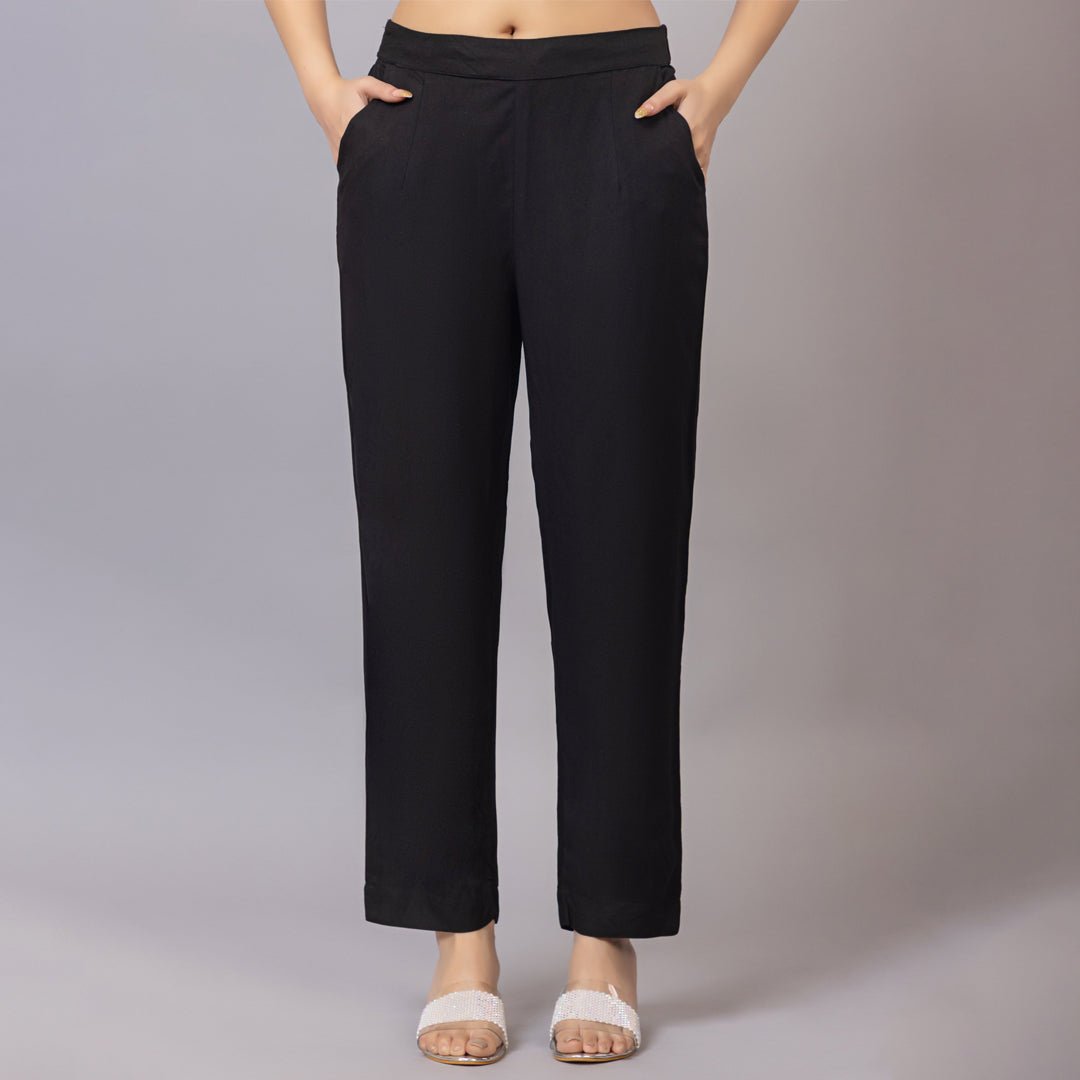 Black rayon pant [ 100% Rayon, Liva Certified ] - Rayon pants