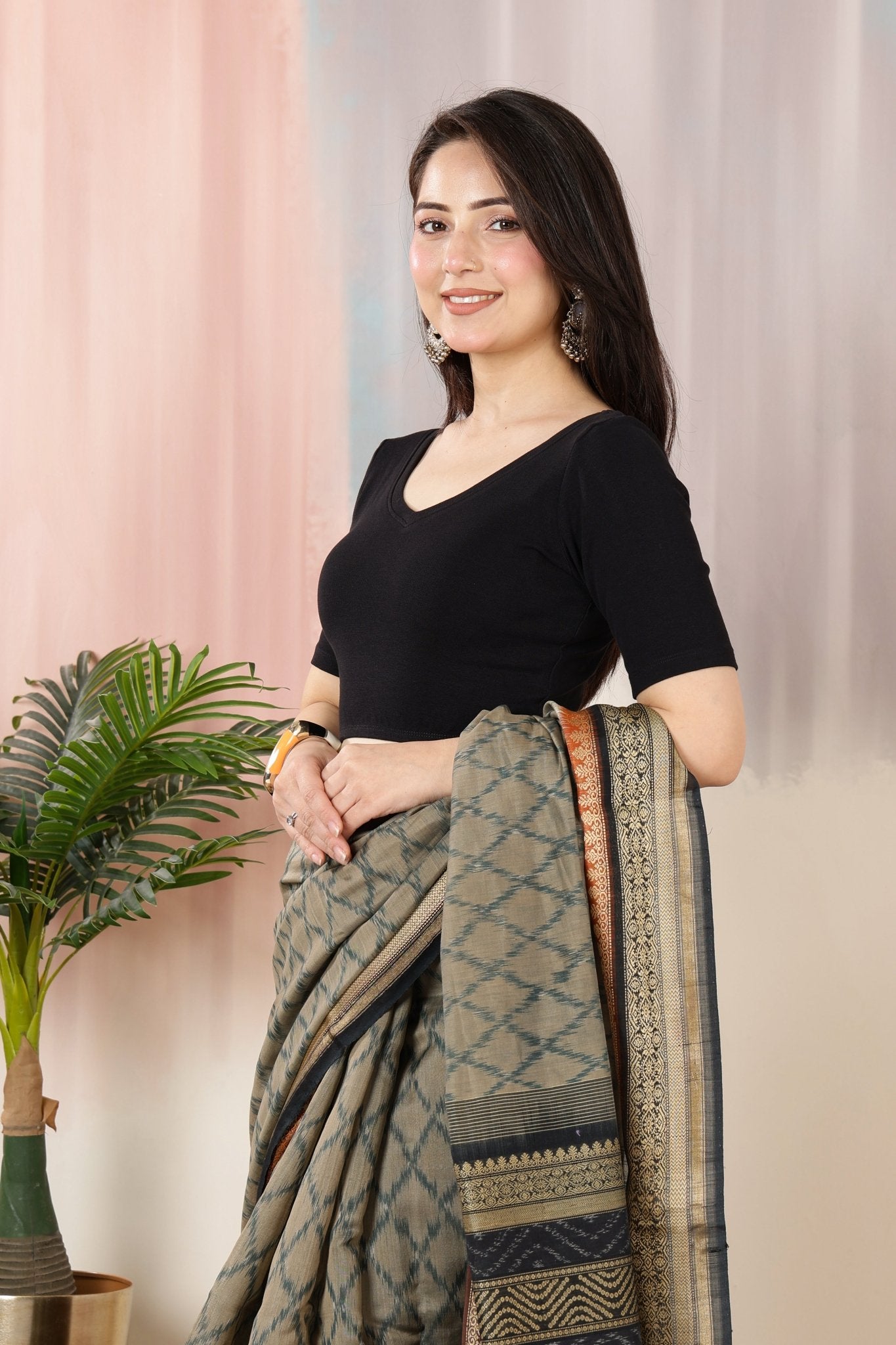 Black Rib Blouse [ 100% USA HQ Cotton, 280 GSM non transparent fabric ] -Rib blouse