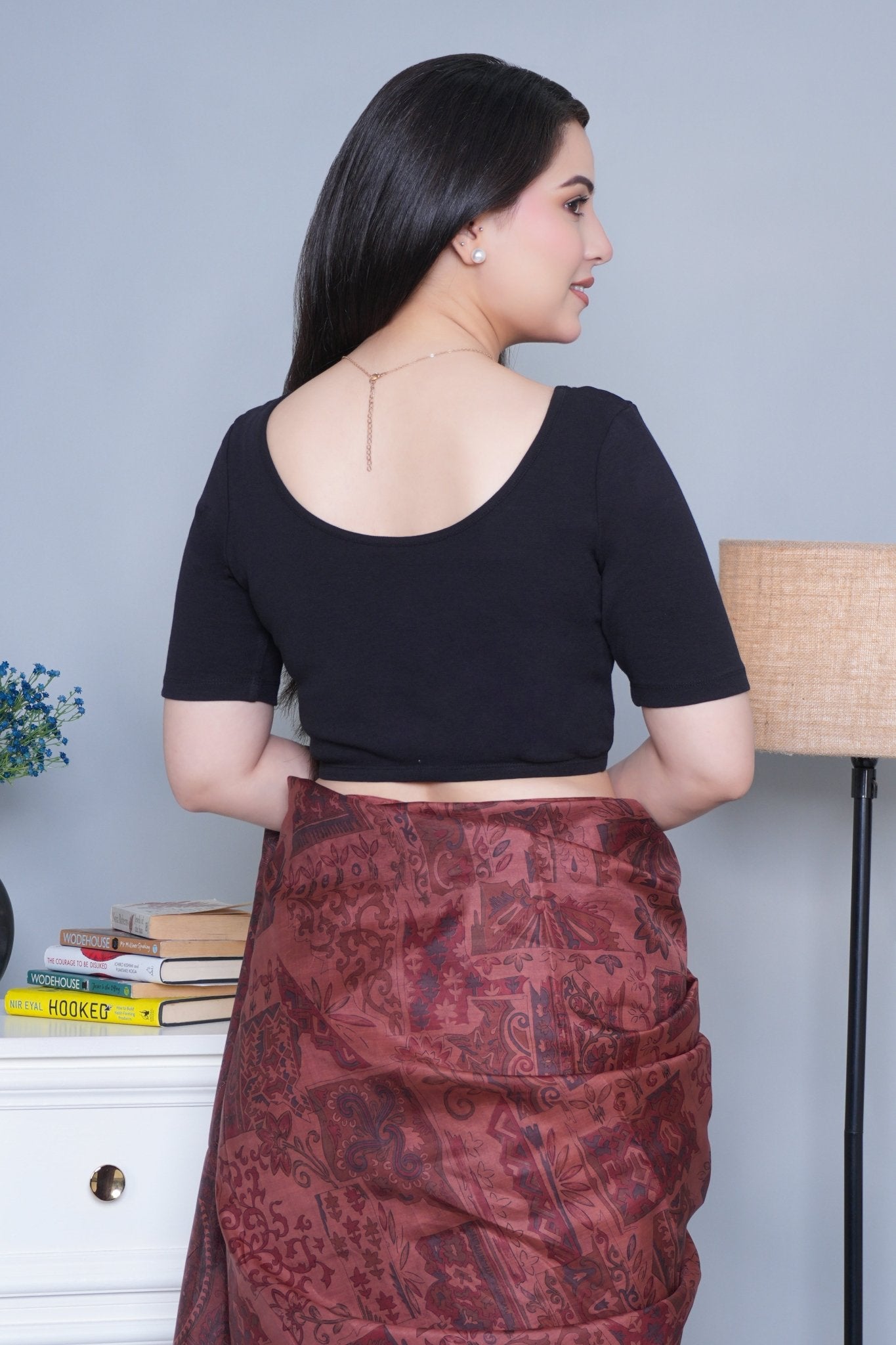 Black Rib Blouse [ 100% USA HQ Cotton, 280 GSM non transparent fabric ] - Rib blouse