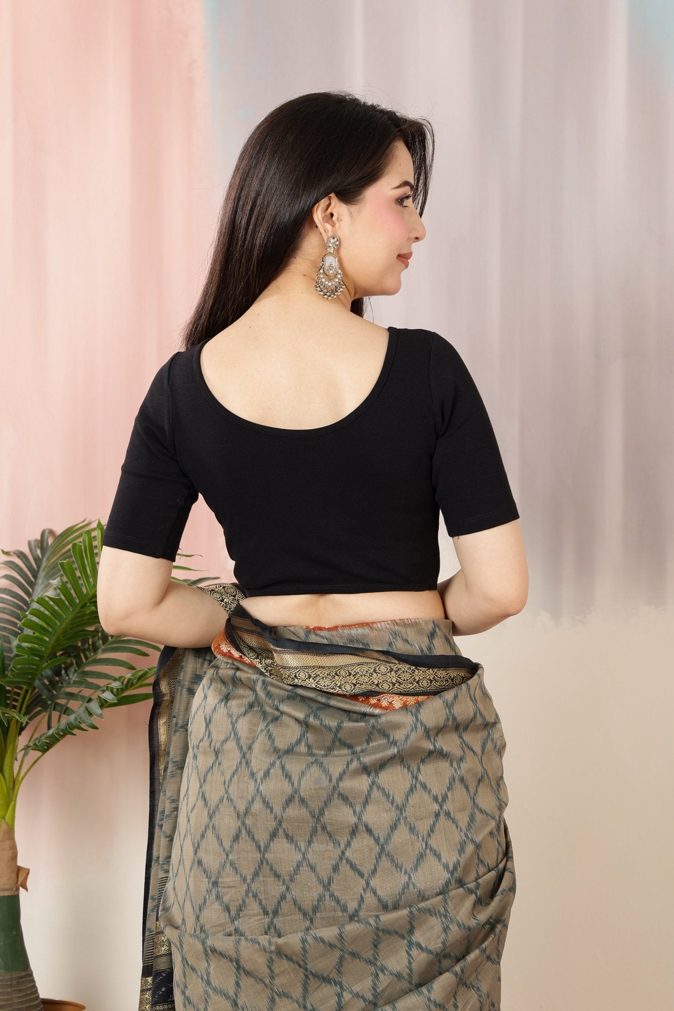Black Rib Blouse [ 100% USA HQ Cotton, 280 GSM non transparent fabric ] -Rib blouse