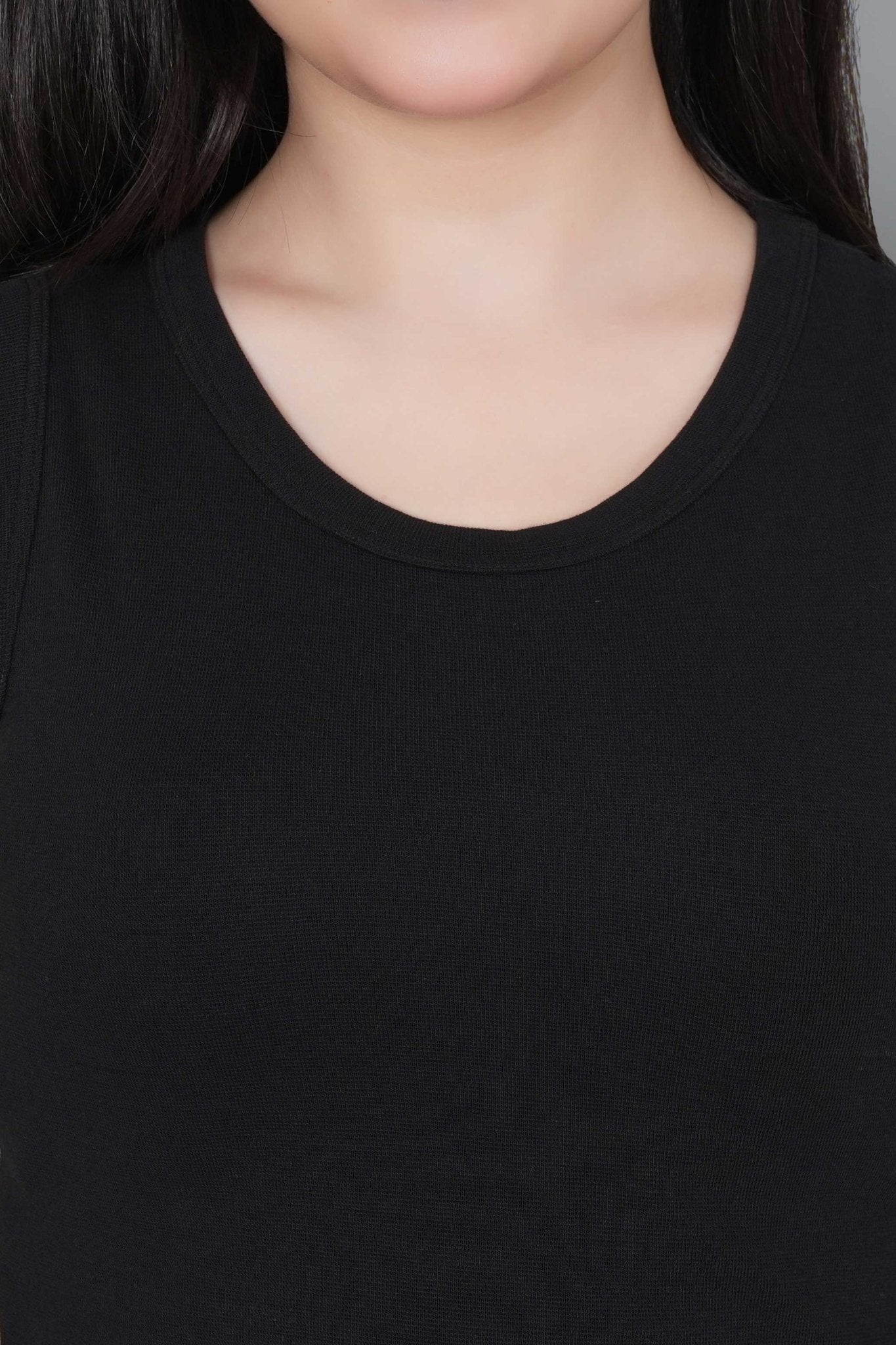 Black Rib Crop Blouse [ 100% USA HQ Cotton, 280 GSM non transparent fabric ] - Rib crop blouse