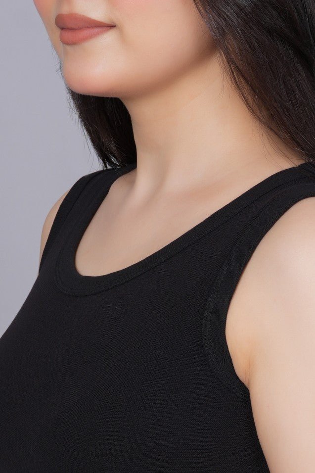 Black Rib Crop Vest [ 100% USA HQ Cotton, 280 GSM non transparent fabric ] - Rib crop vest