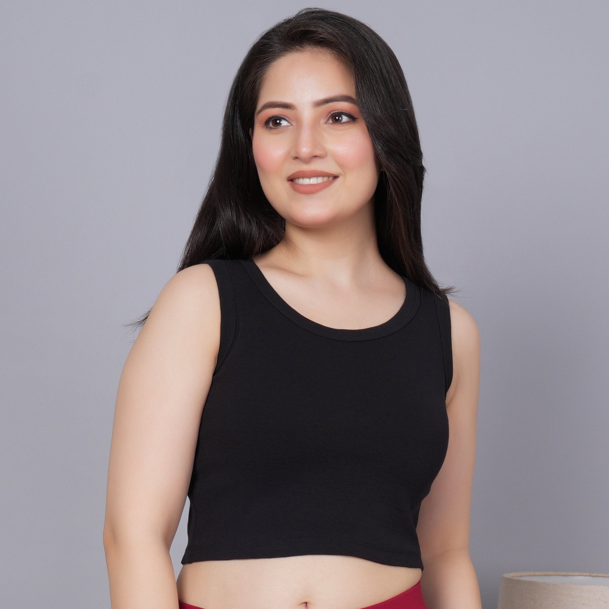Black Rib Crop Vest [ 100% USA HQ Cotton, 280 GSM non transparent fabric ] - Rib crop vest