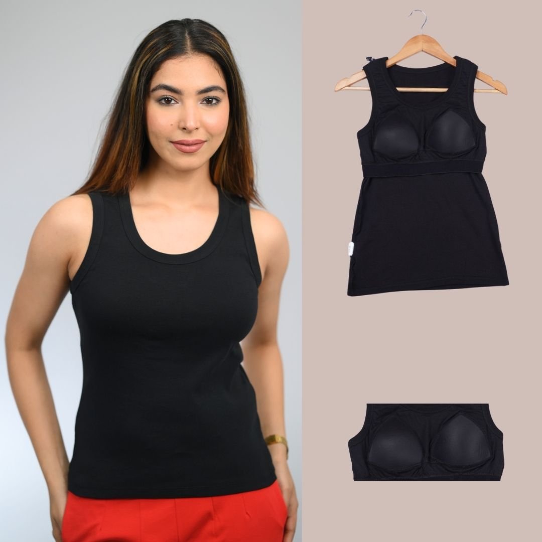 Black Rib Padded Vest [ 100% USA HQ Cotton, 280 GSM non transparent fabric ] - Rib padded vest