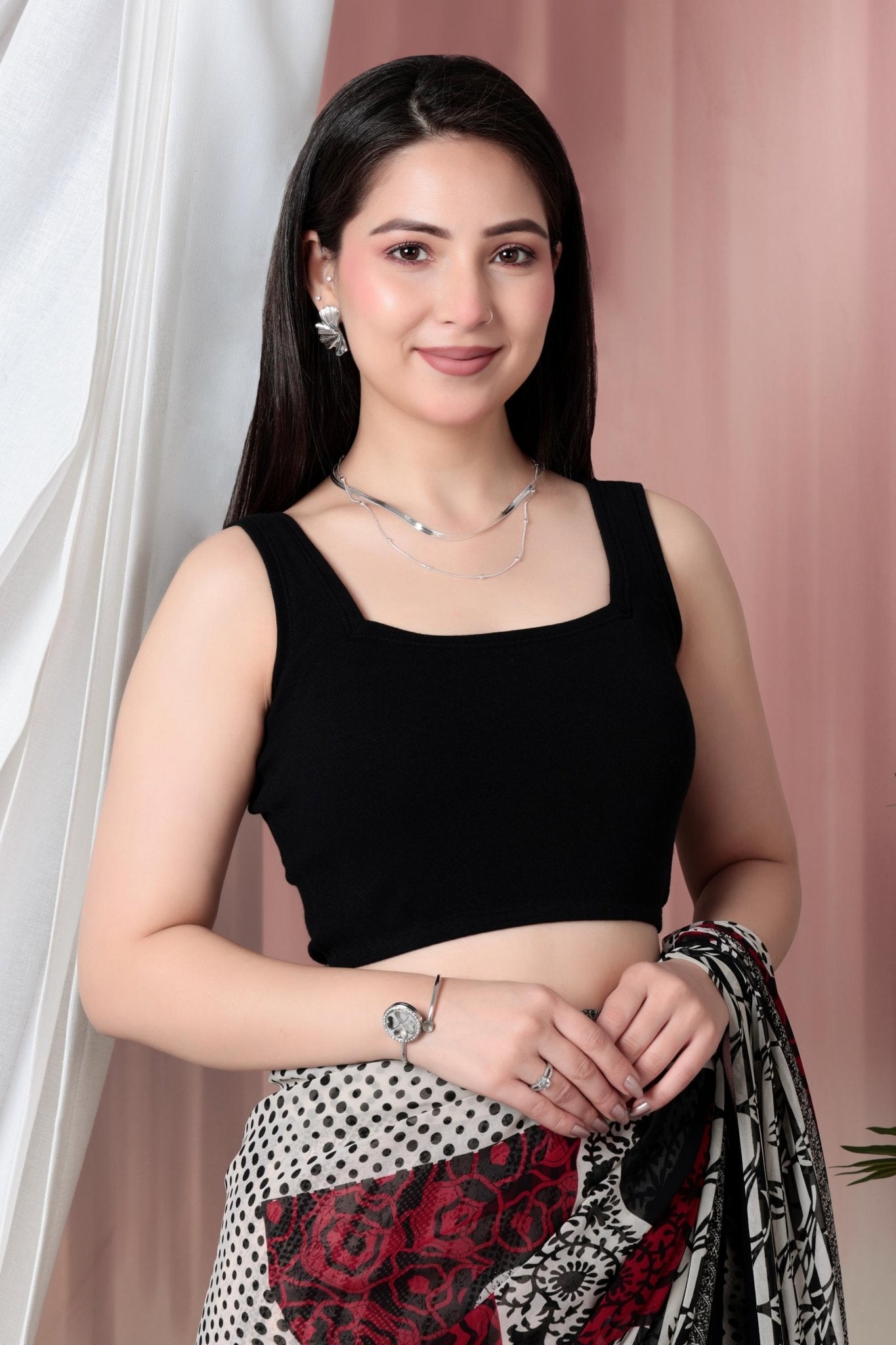 Black Rib Square Neck Sleeveless Blouse [ 100% USA HQ Cotton, 280 GSM non transparent fabric ] -Rib blouse