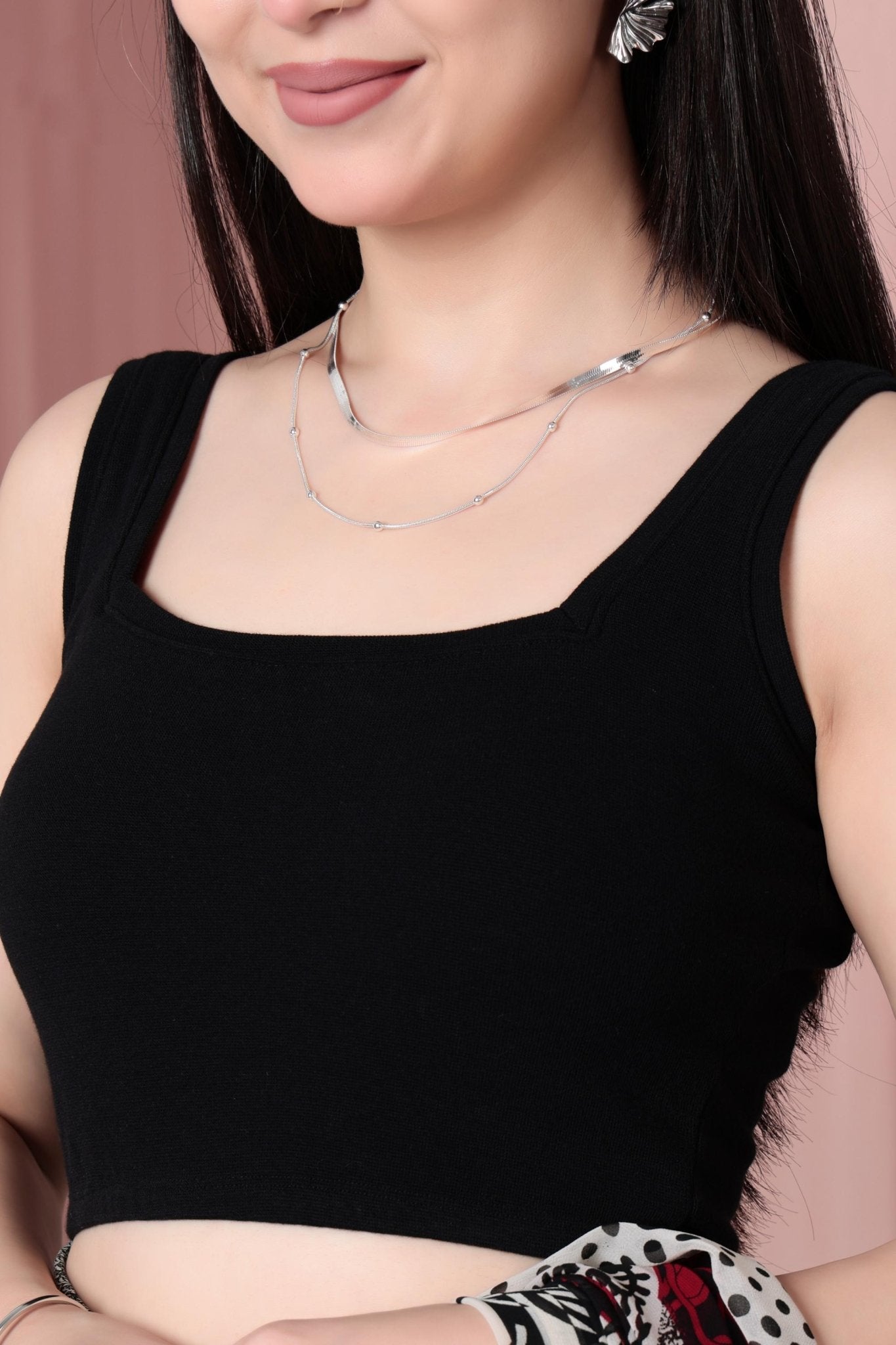 Black Rib Square Neck Sleeveless Blouse [ 100% USA HQ Cotton, 280 GSM non transparent fabric ] -Rib blouse