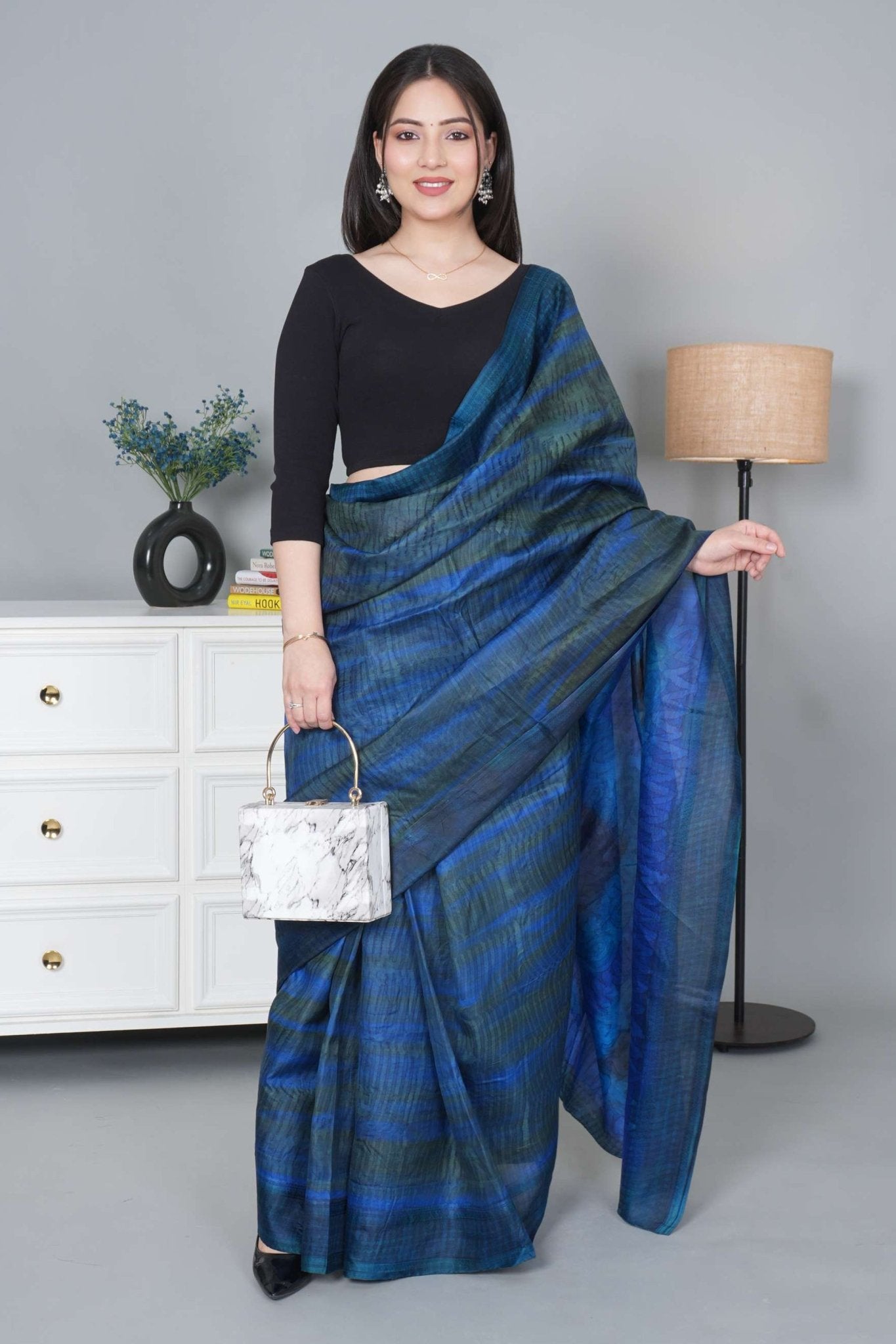 Black Rib V Neck 3/4 Sleeve Blouse [ 100% USA HQ Cotton, 280 GSM non transparent fabric ] - Rib blouse