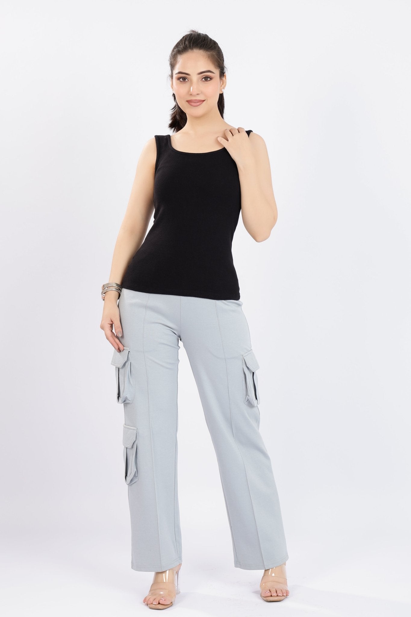 Black square neck tank top [ 280 GSM non transparent fabric ] -Rib top
