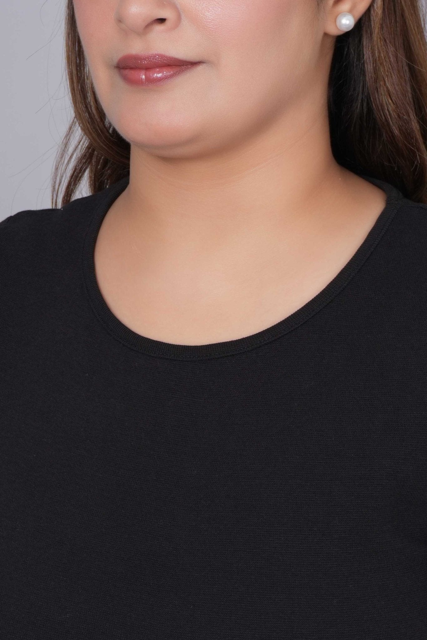 Black Stretchable Rib T Shirt [ 100% USA HQ Cotton, 280 GSM non transparent fabric ] - Rib t shirt