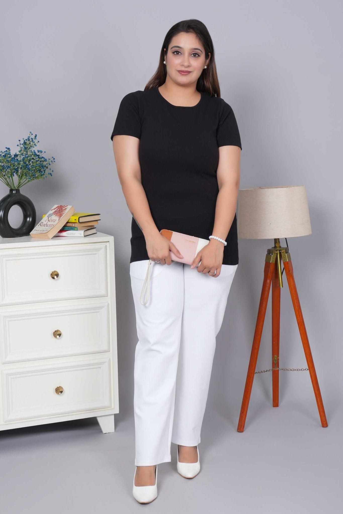 Black Stretchable Rib T Shirt [ 100% USA HQ Cotton, 280 GSM non transparent fabric ] - Rib t shirt