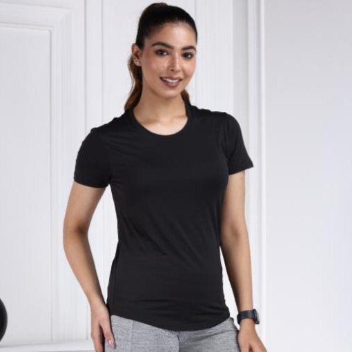 Black Stretchable Yoga Active T Shirt - Active t shirt