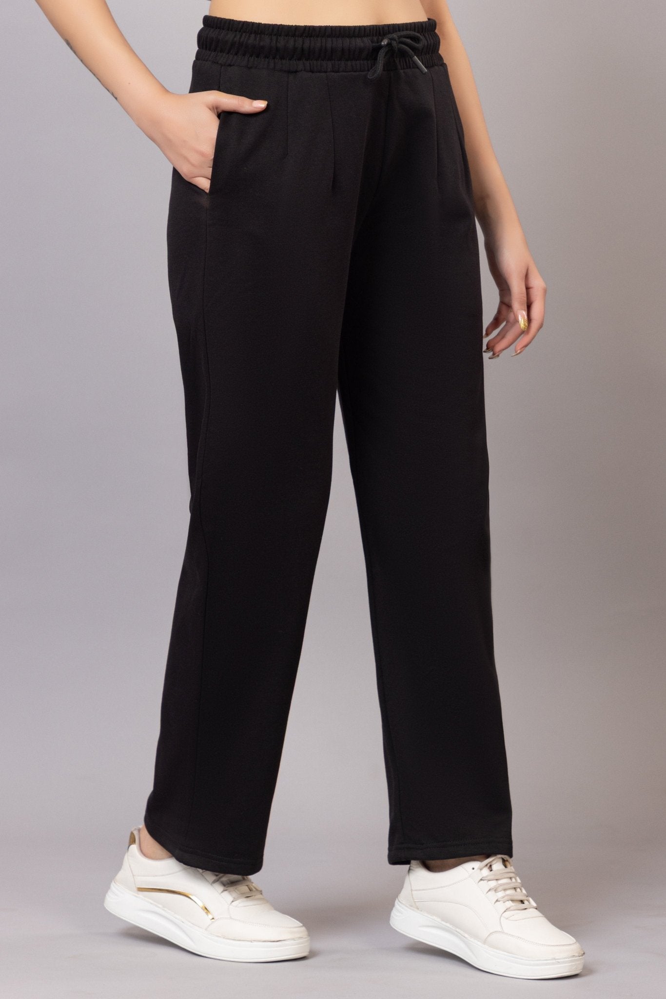 Black winter warm straight fit pants - Winter straight pant