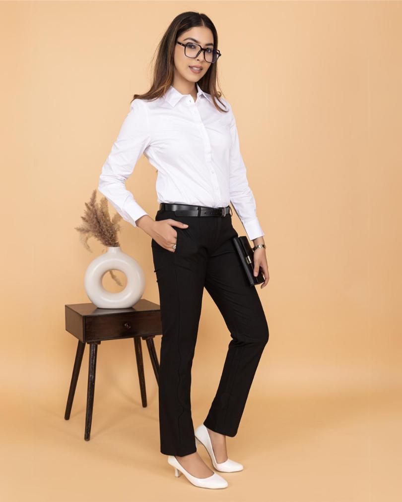 formal pants with belt for ladies