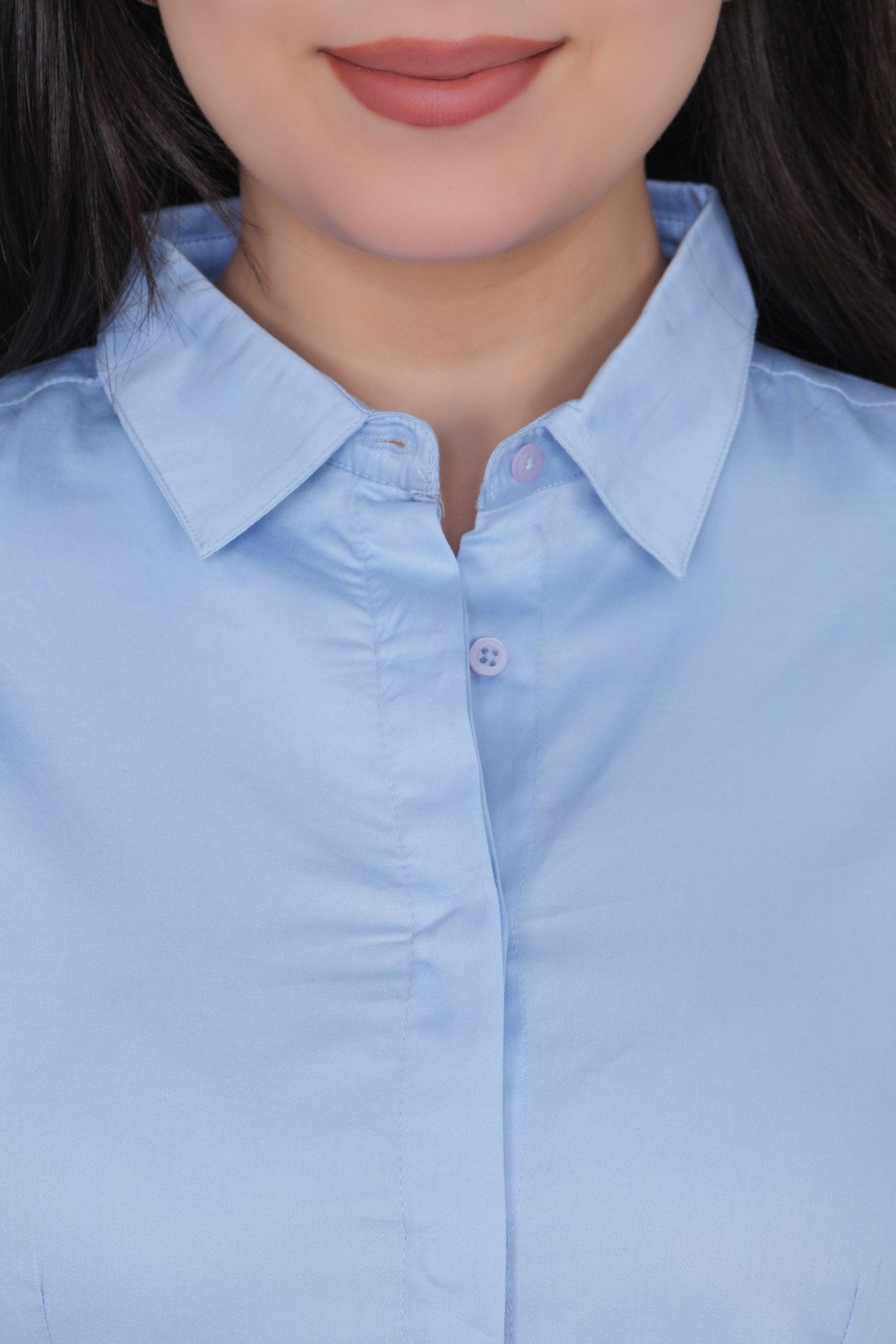 Blue cotton office placket shirt - Cotton office placket shirt