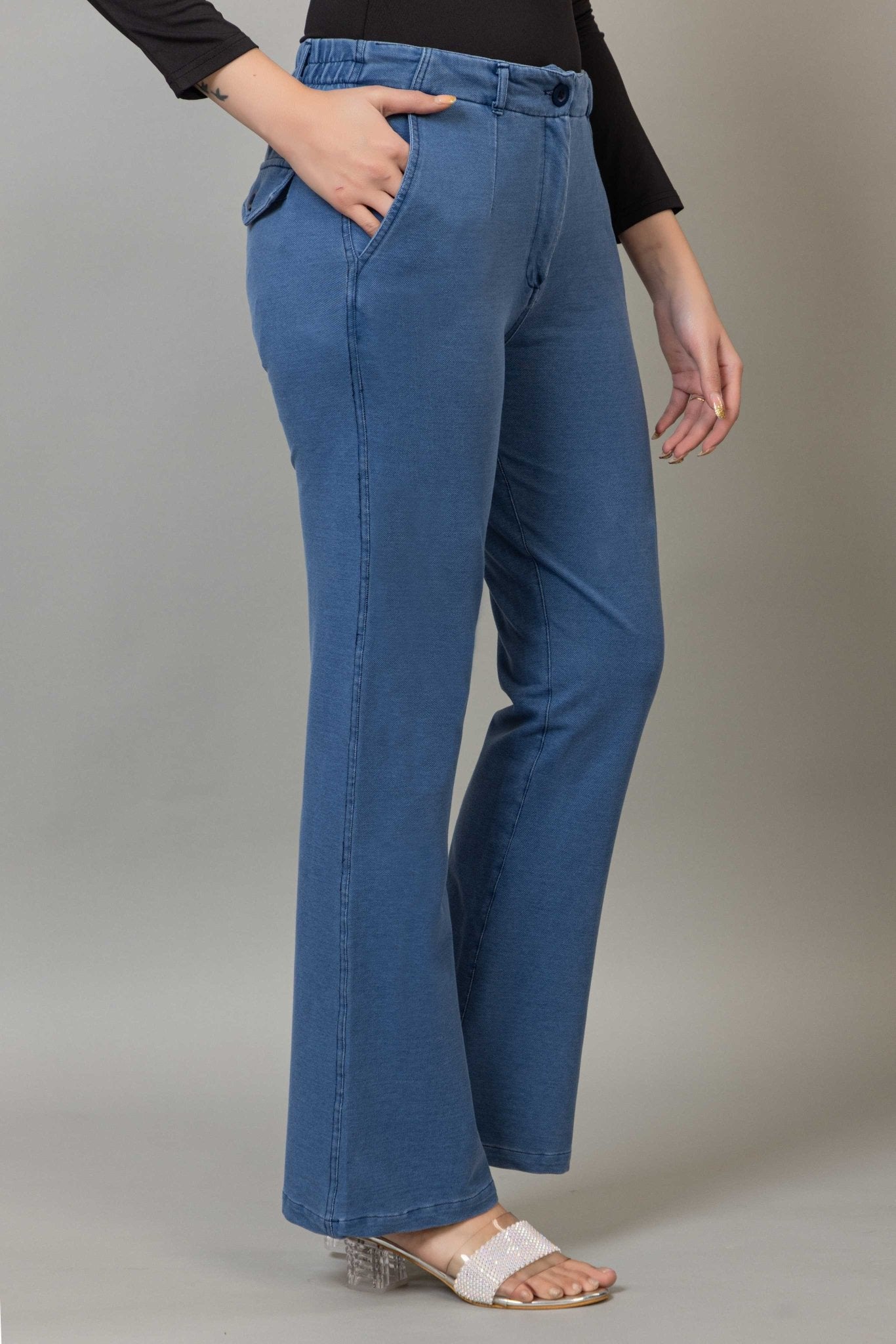 Blue denim bootcut flare pant - Denim bootcut flare pants