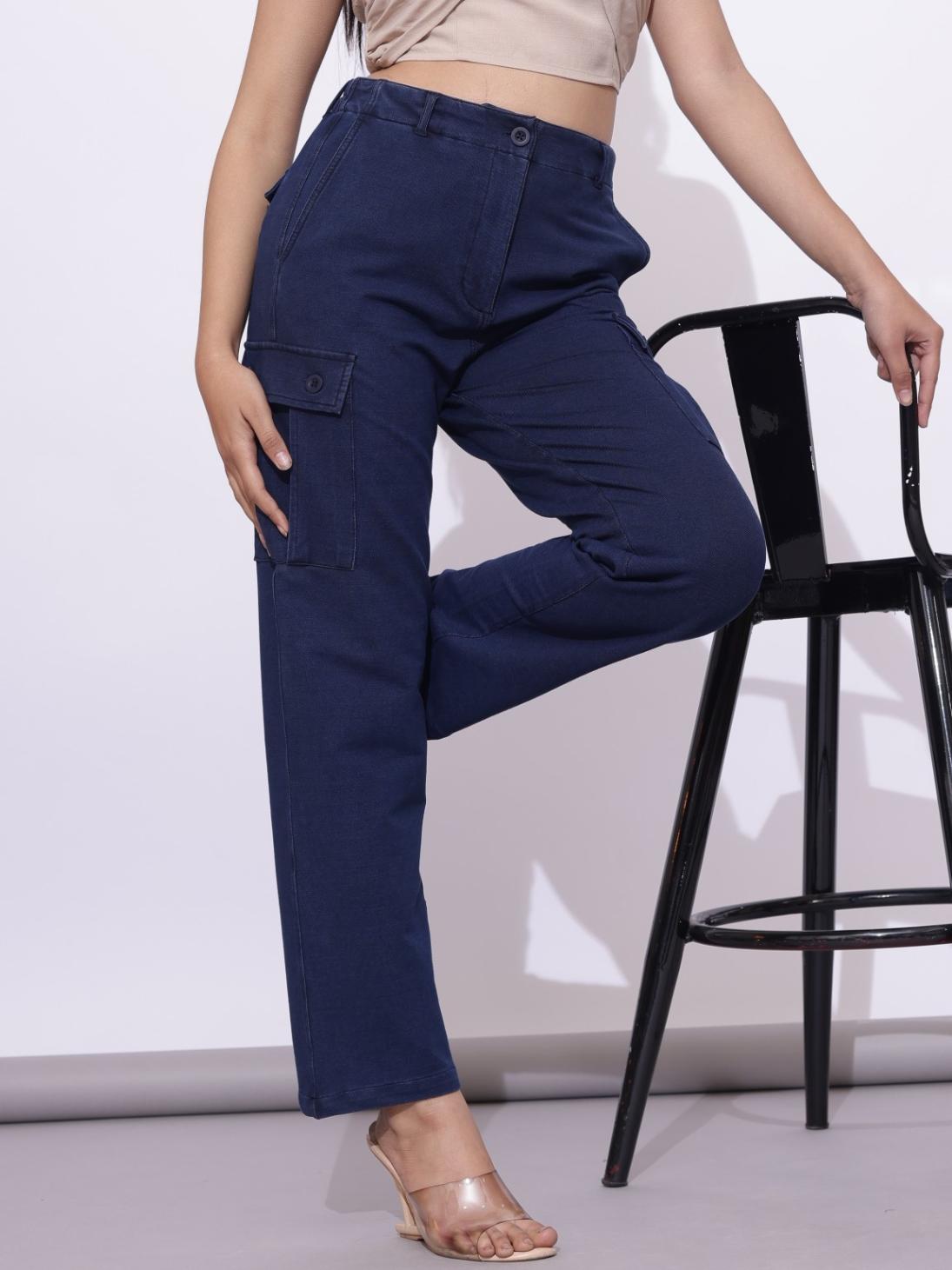 Blue denim cargo - Denim Cargo Pants