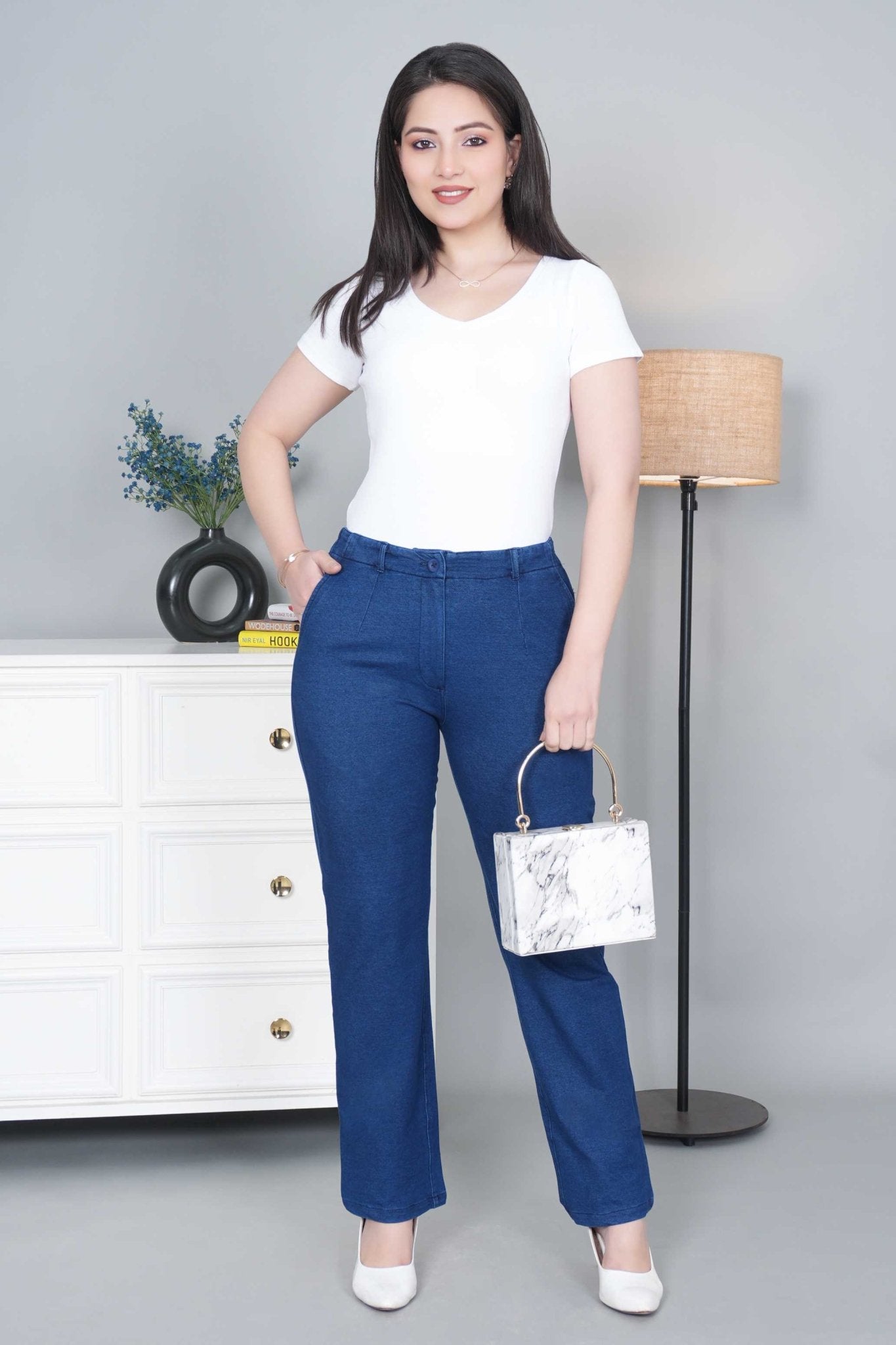 Blue denim straight pant - Denim straight Pants