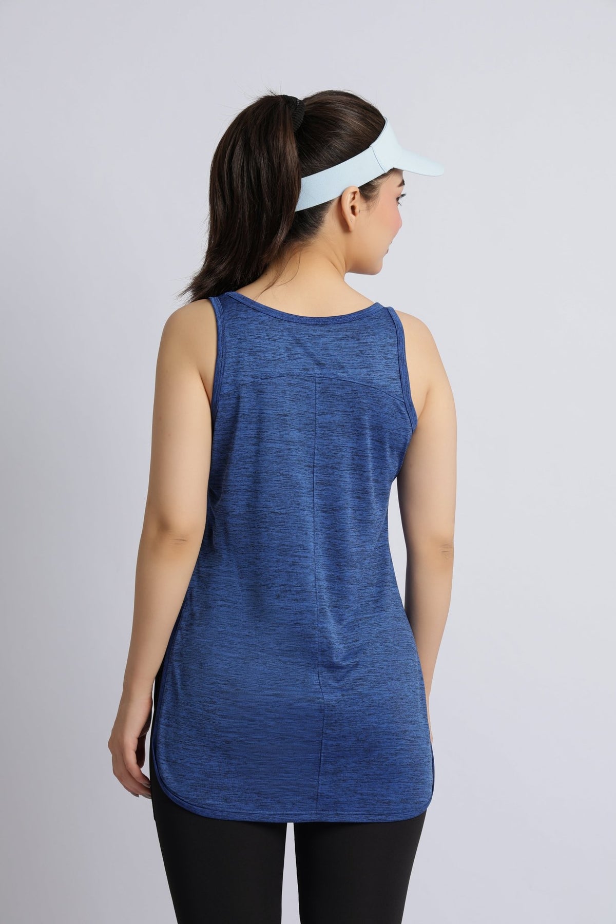 Blue melange active longline vest -Active longline vest
