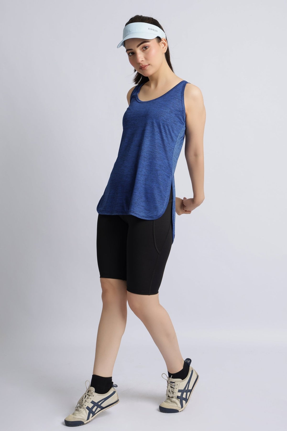 Blue melange active longline vest -Active longline vest