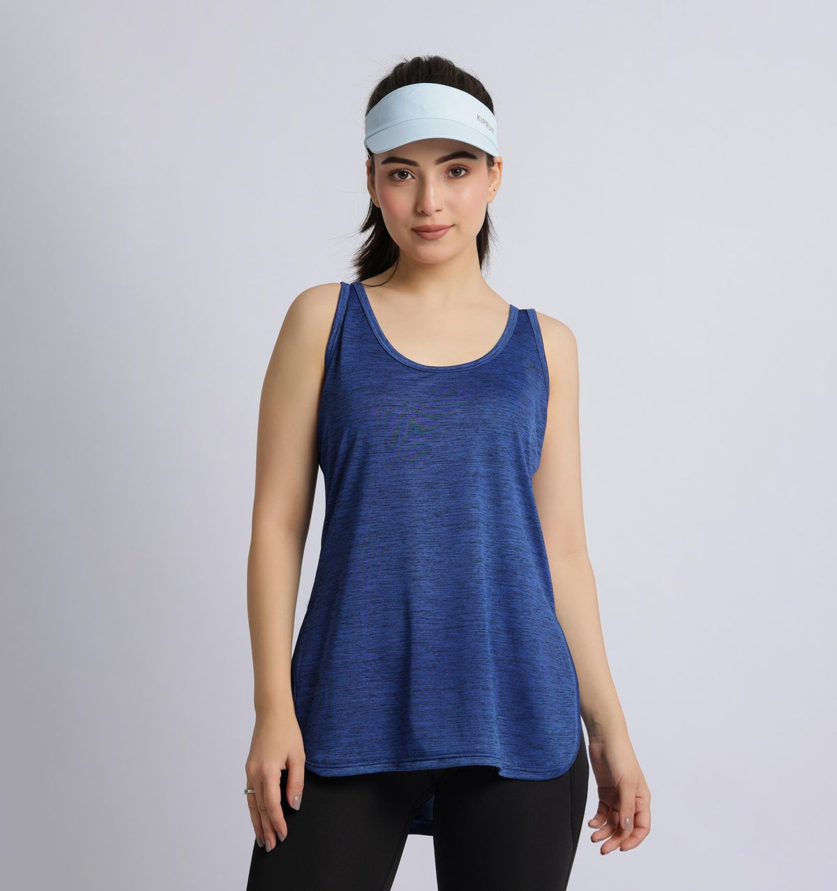 Blue melange active longline vest -Active longline vest