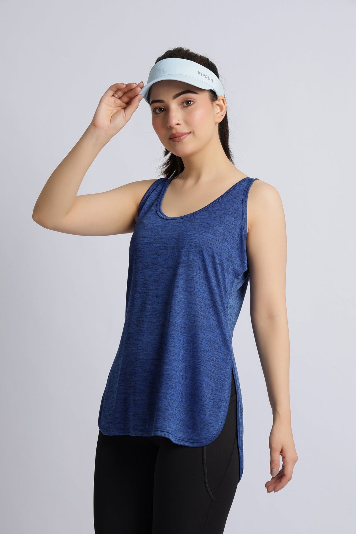Blue melange active longline vest -Active longline vest