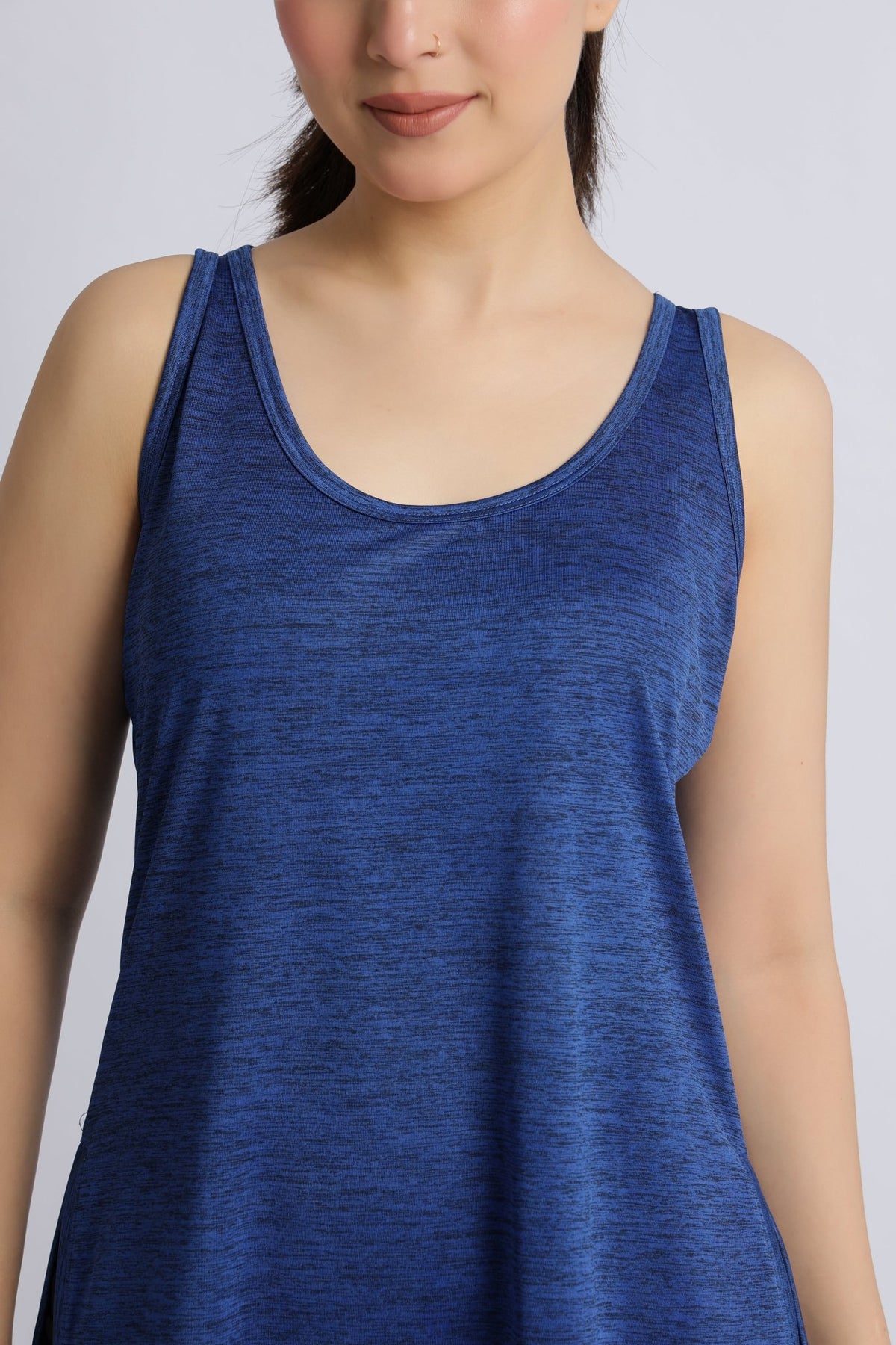 Blue melange active longline vest -Active longline vest