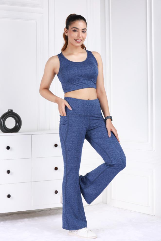 Blue Melange All Day Mid Impact Luxury Active Bra - Active bra