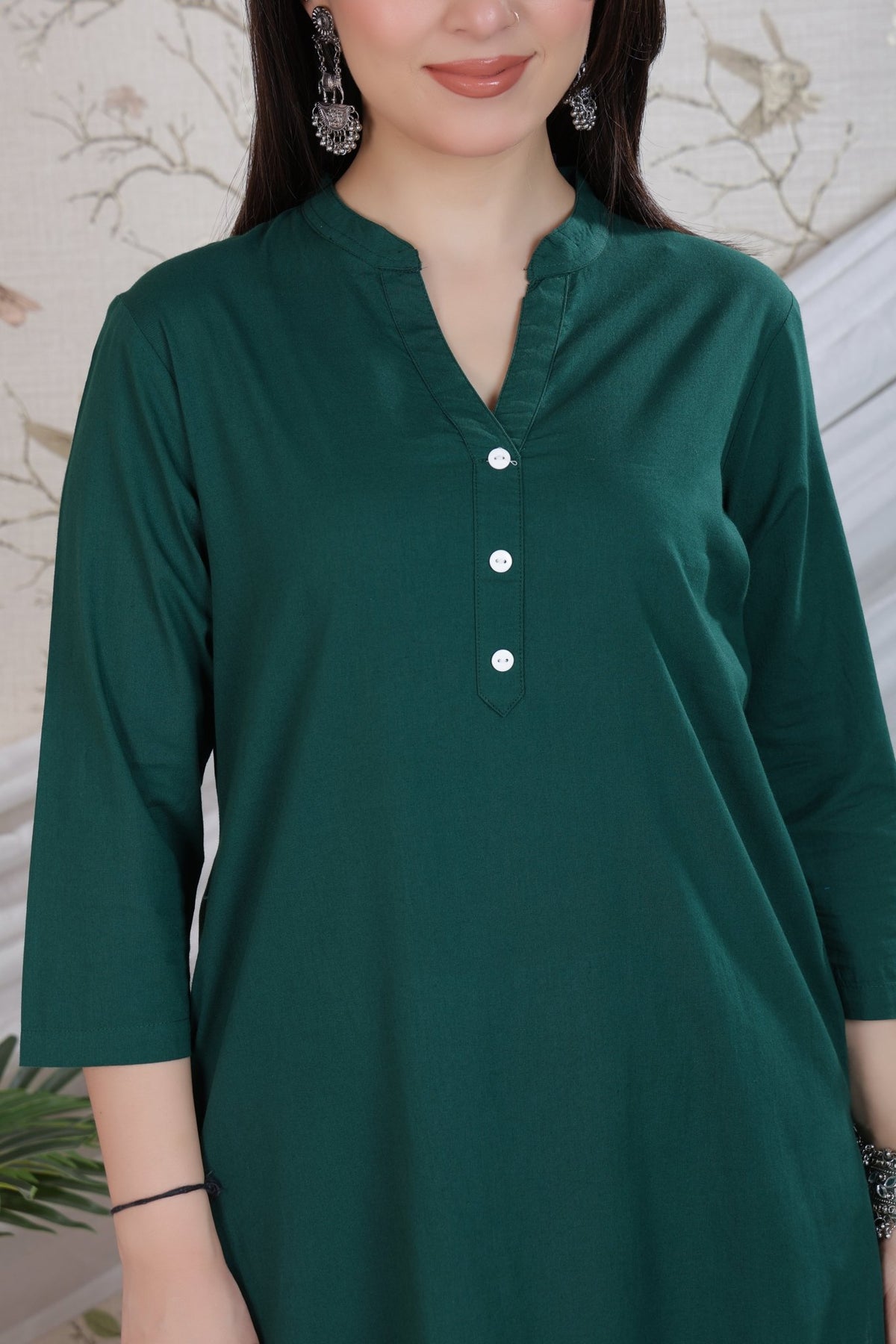 Bottle green 100% Premium Cotton Long Kurta -Cotton long kurta