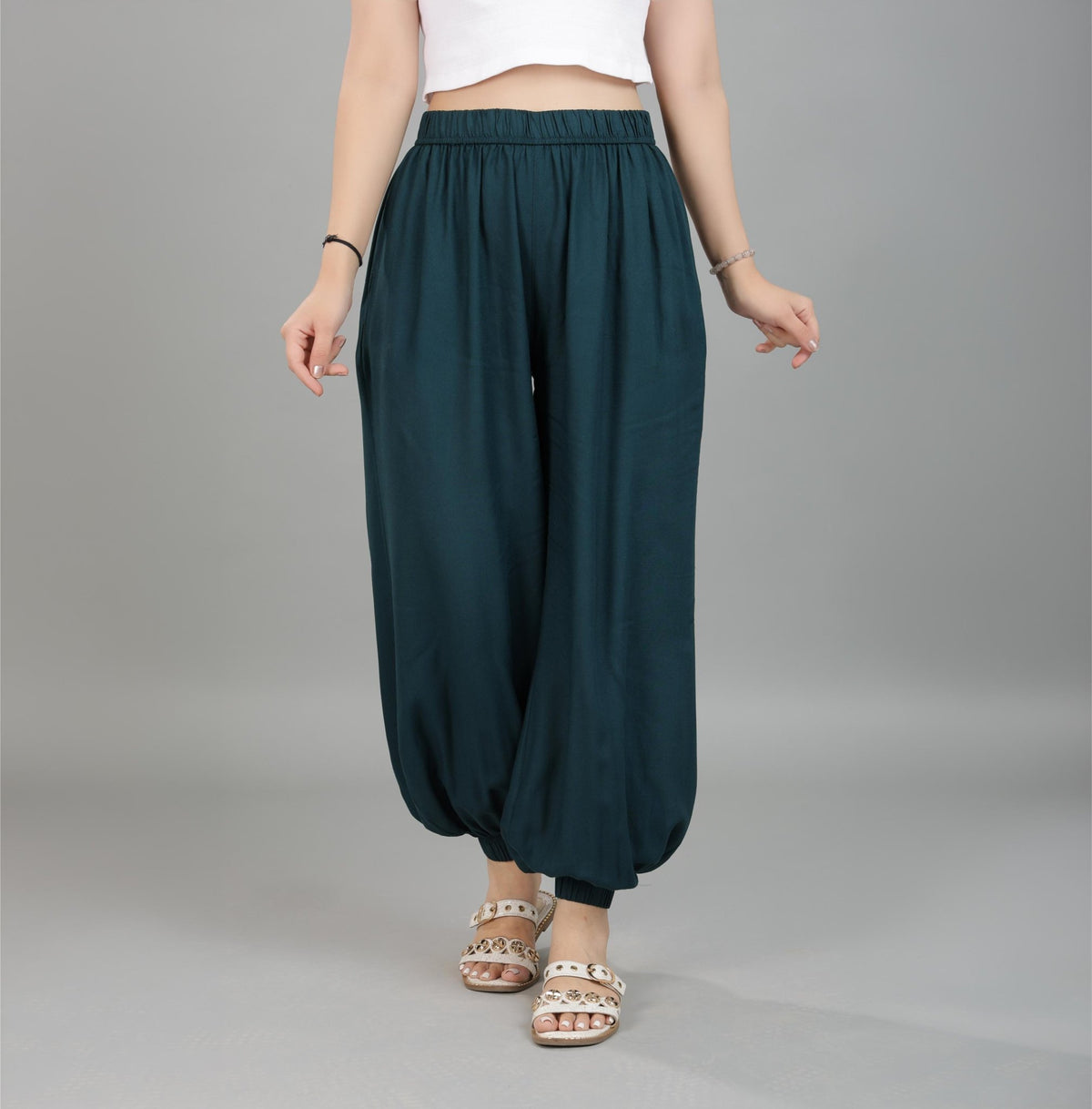 Bottle green harem pant [ 100% Rayon, Liva Certified ] -Harem pant